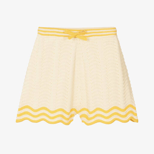 Zimmermann-Teen Girls Ivory & Yellow Knit Shorts | Childrensalon Outlet