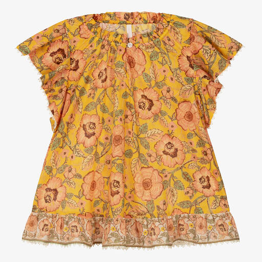 Zimmermann-Желтая хлопковая блузка с цветами для подростков | Childrensalon Outlet