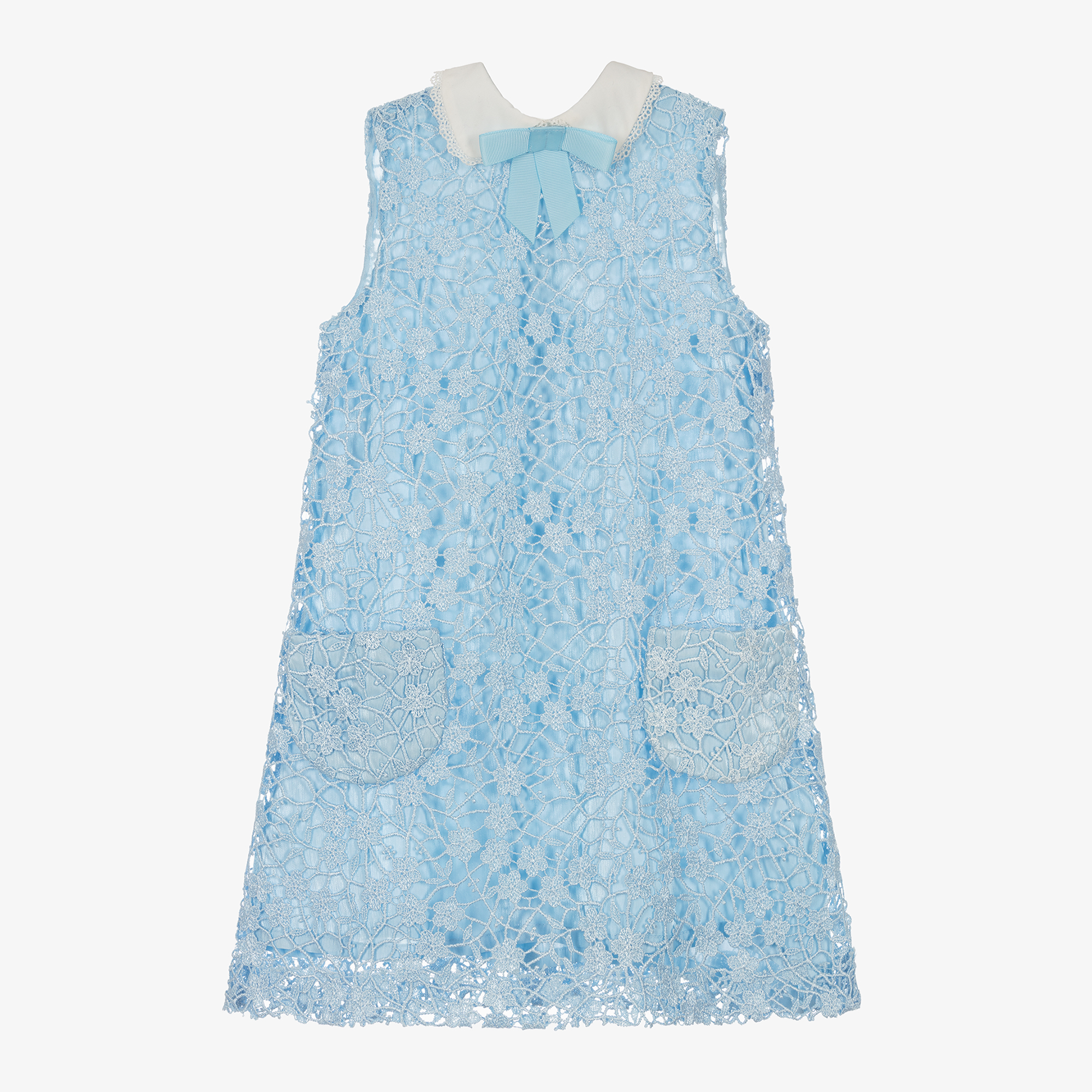 David Charles - Girls Blue Lace Dress | Childrensalon Outlet