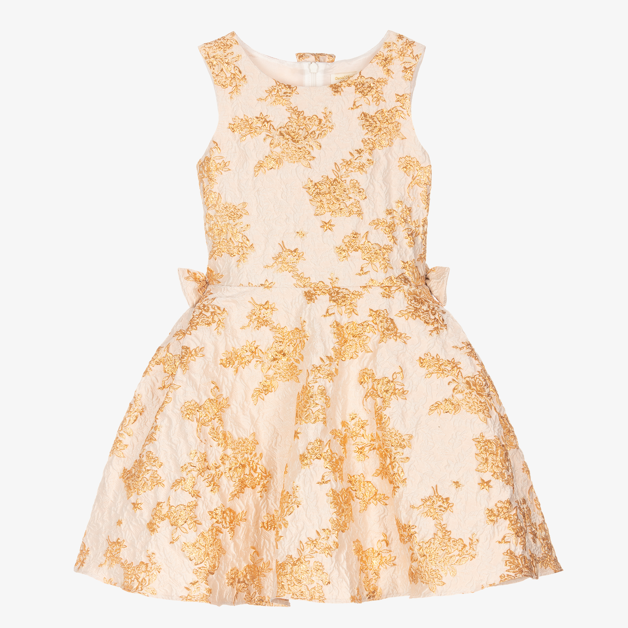 white and gold brocade dress Mac Duggal Women's Strapless Brocade Midi-Dress - Bronze main image 1