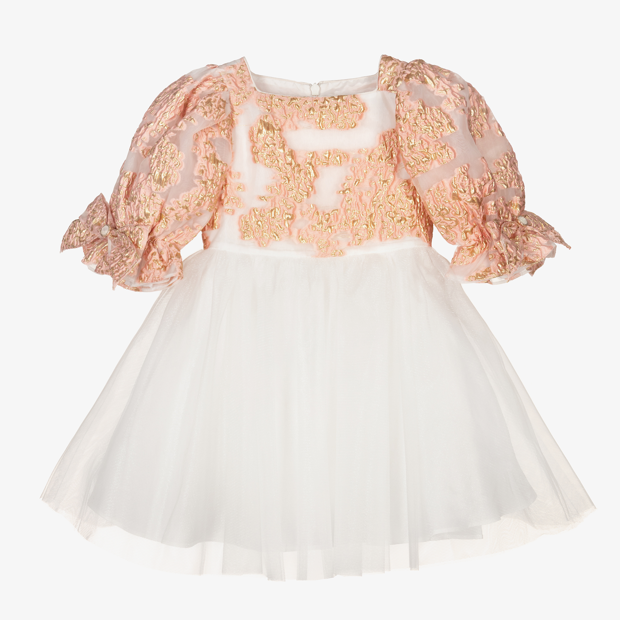 DAVID CHARLES ★ Pink & Gold ブロケードドレス ★ 8-10Y David Charles - Pink & Gold Brocade Dress | Childrensalon Outlet