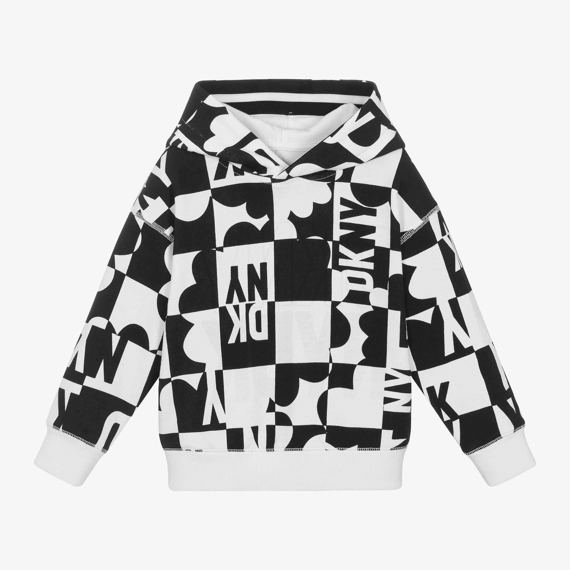 DKNY Black White Cotton Reversible Hoodie Childrensalon Outlet