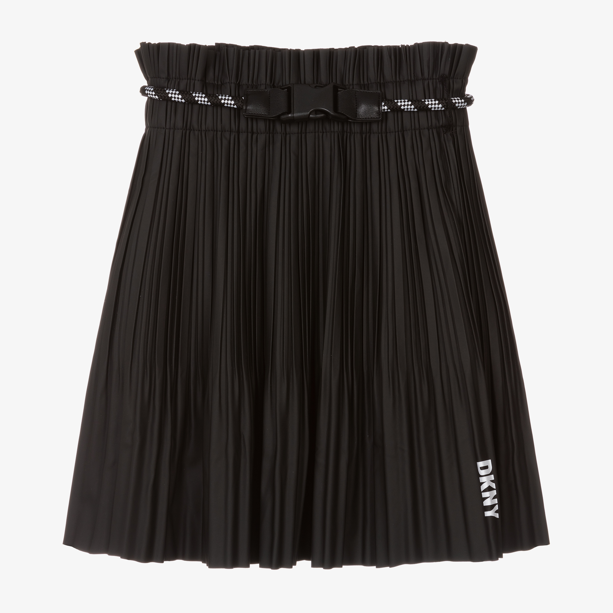 dkny black leather skirt