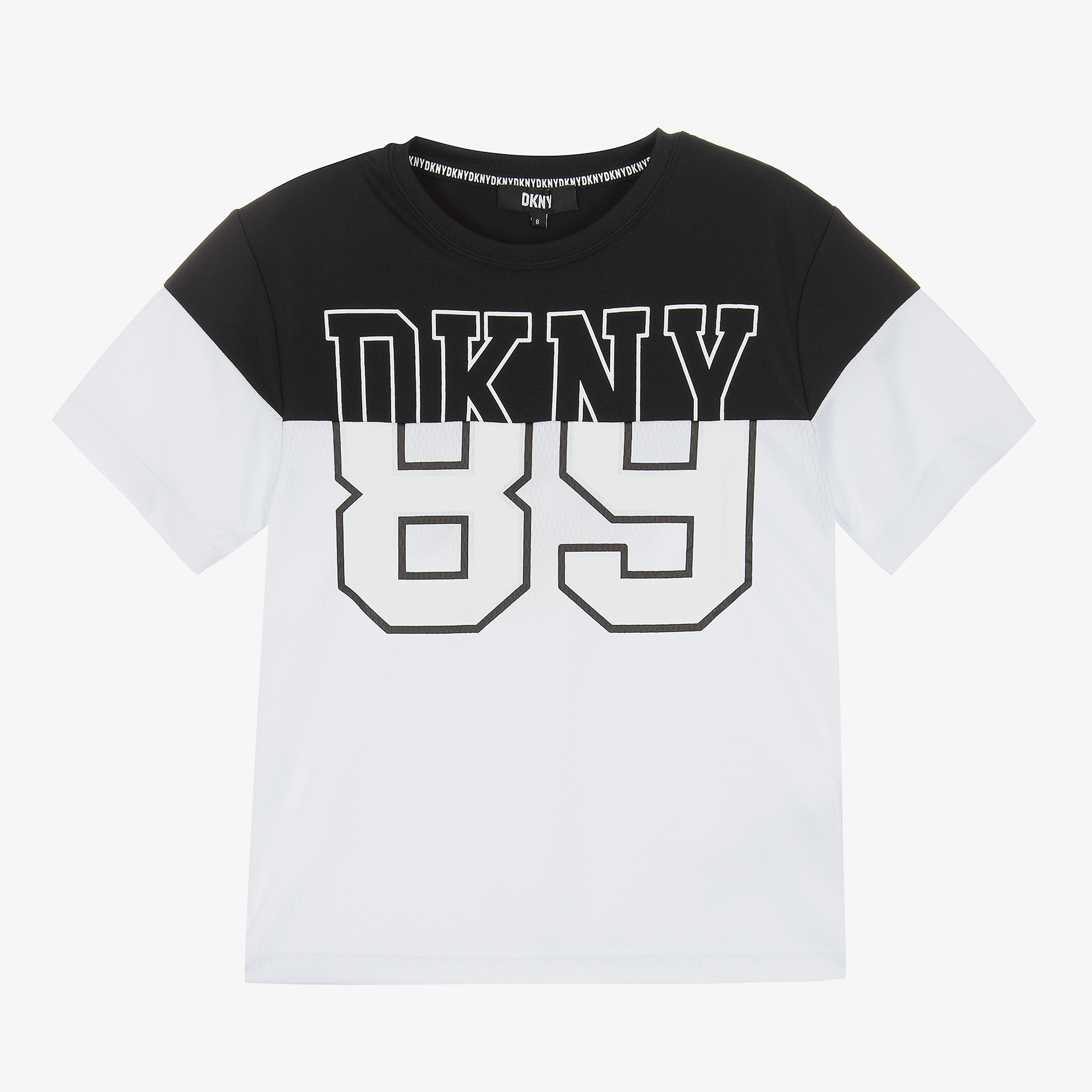 DKNY Teen White Black Mesh Jersey T Shirt