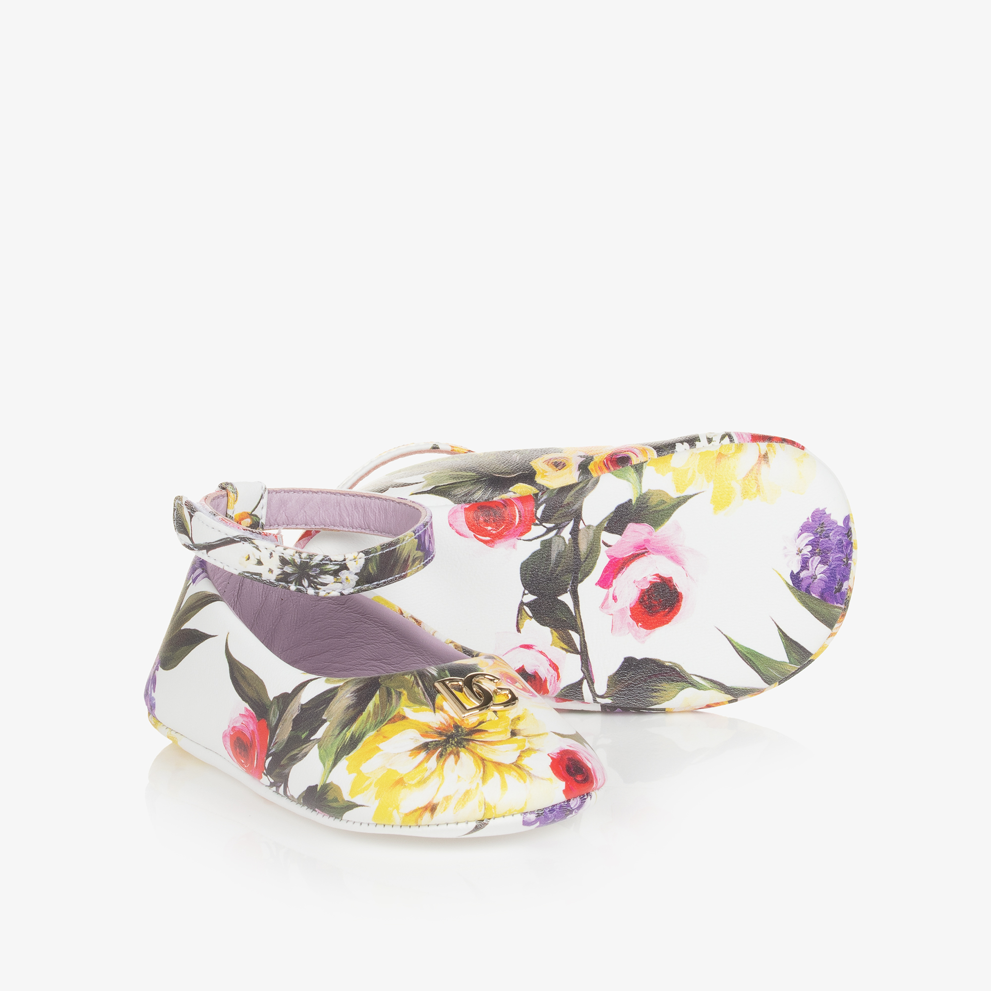 Dolce Gabbana Baby Girls White Floral Pre Walker Shoes