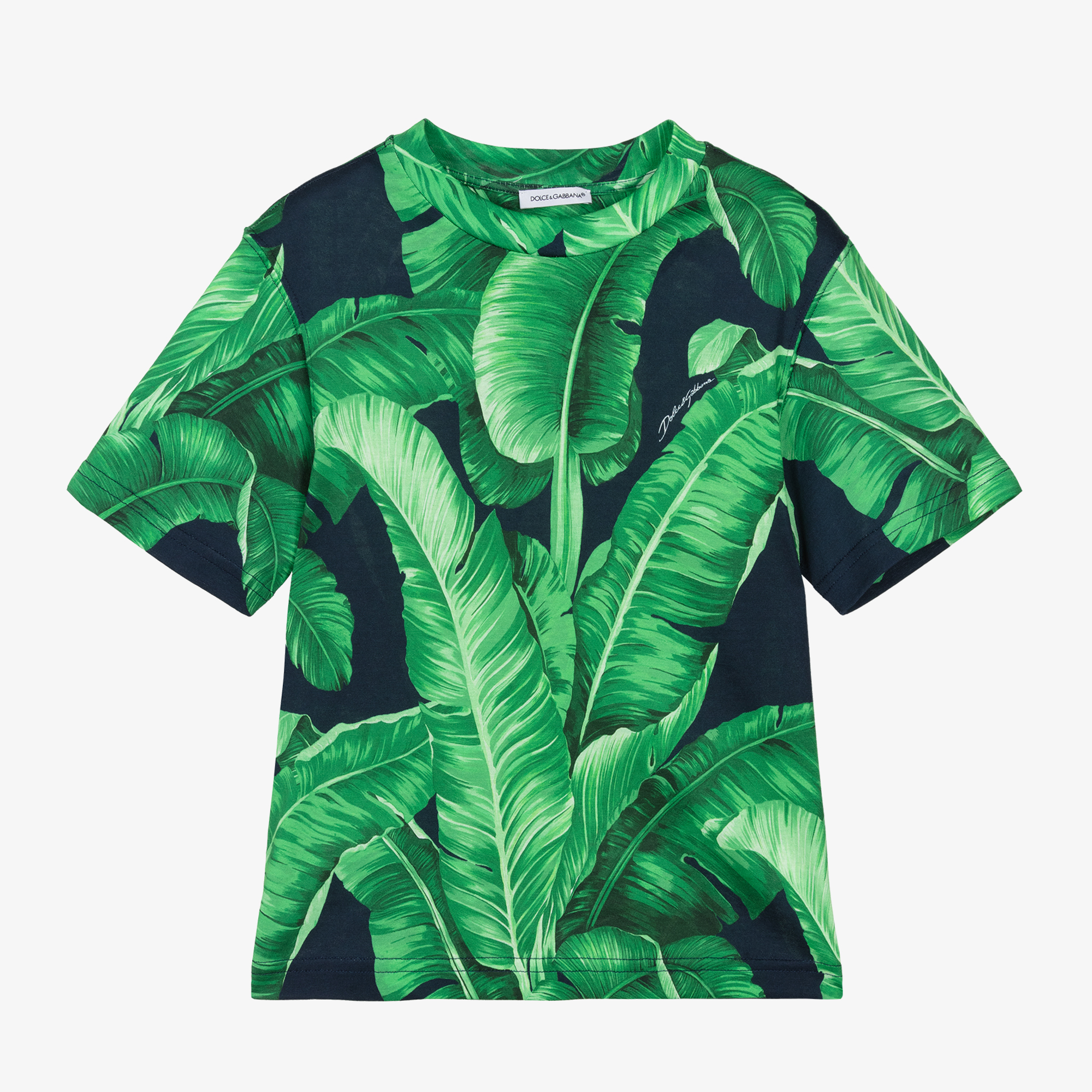 Dolce & Gabbana - Boys Green Cotton Banana Leaf T-Shirt 