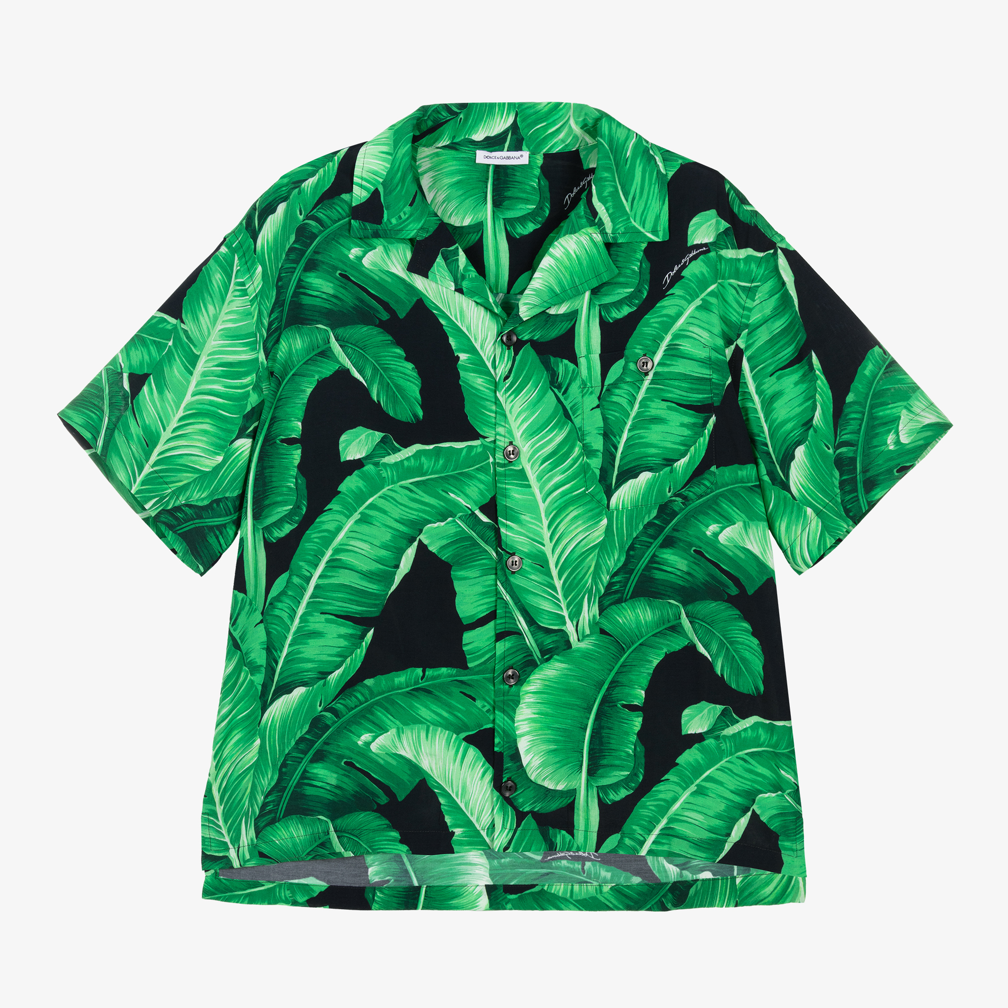 Dolce & Gabbana - Boys Green Viscose Banana Leaf Shirt