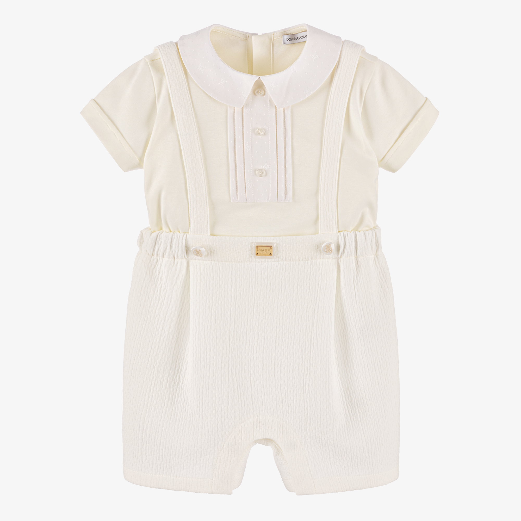 Dolce Gabbana Boys Ivory Cotton Ceremony Romper