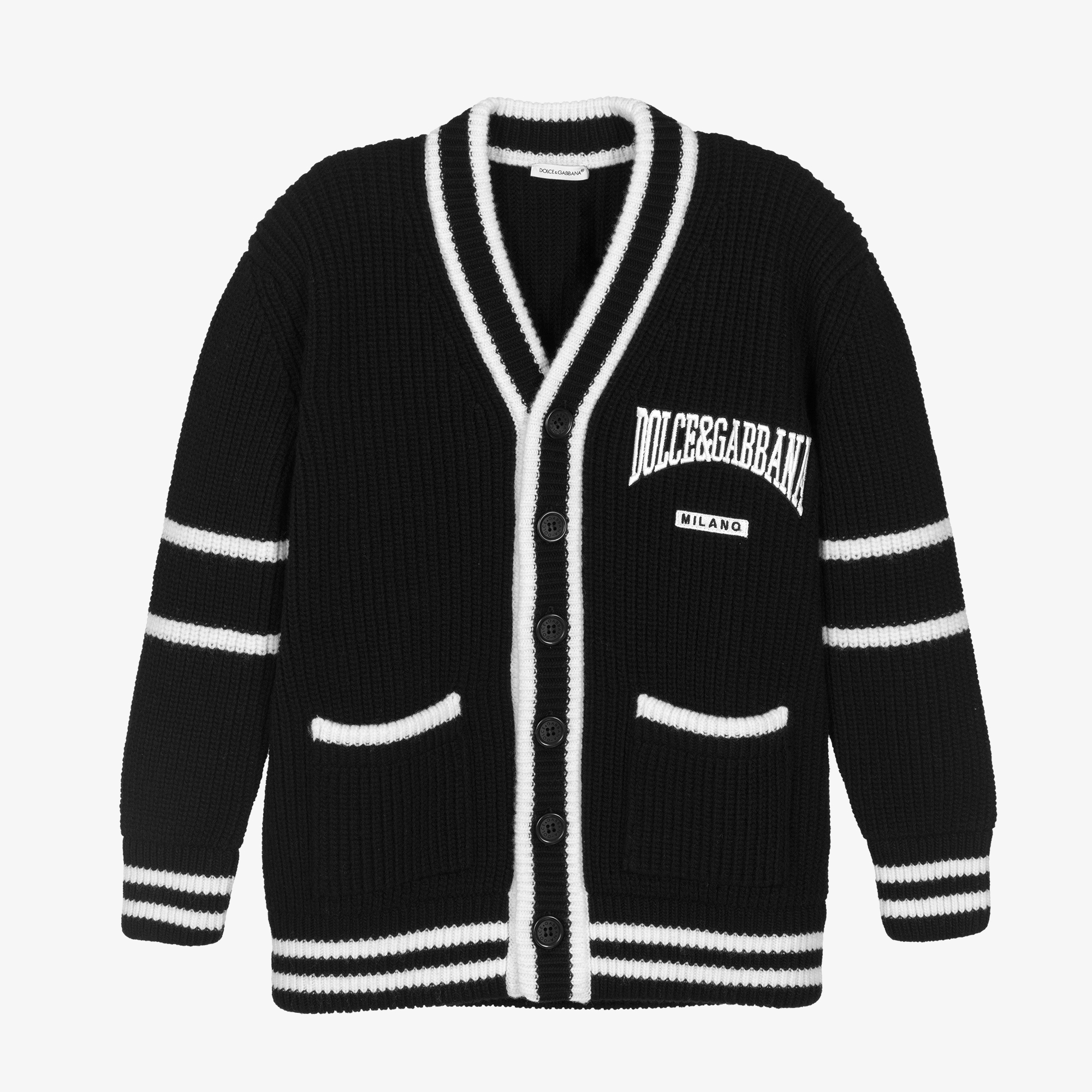 トップス 00s dolce&gabbana lion graphic cardigan Dolce & Gabbana - Boys Wool Knit Black Cardigan | Childrensalon Outlet