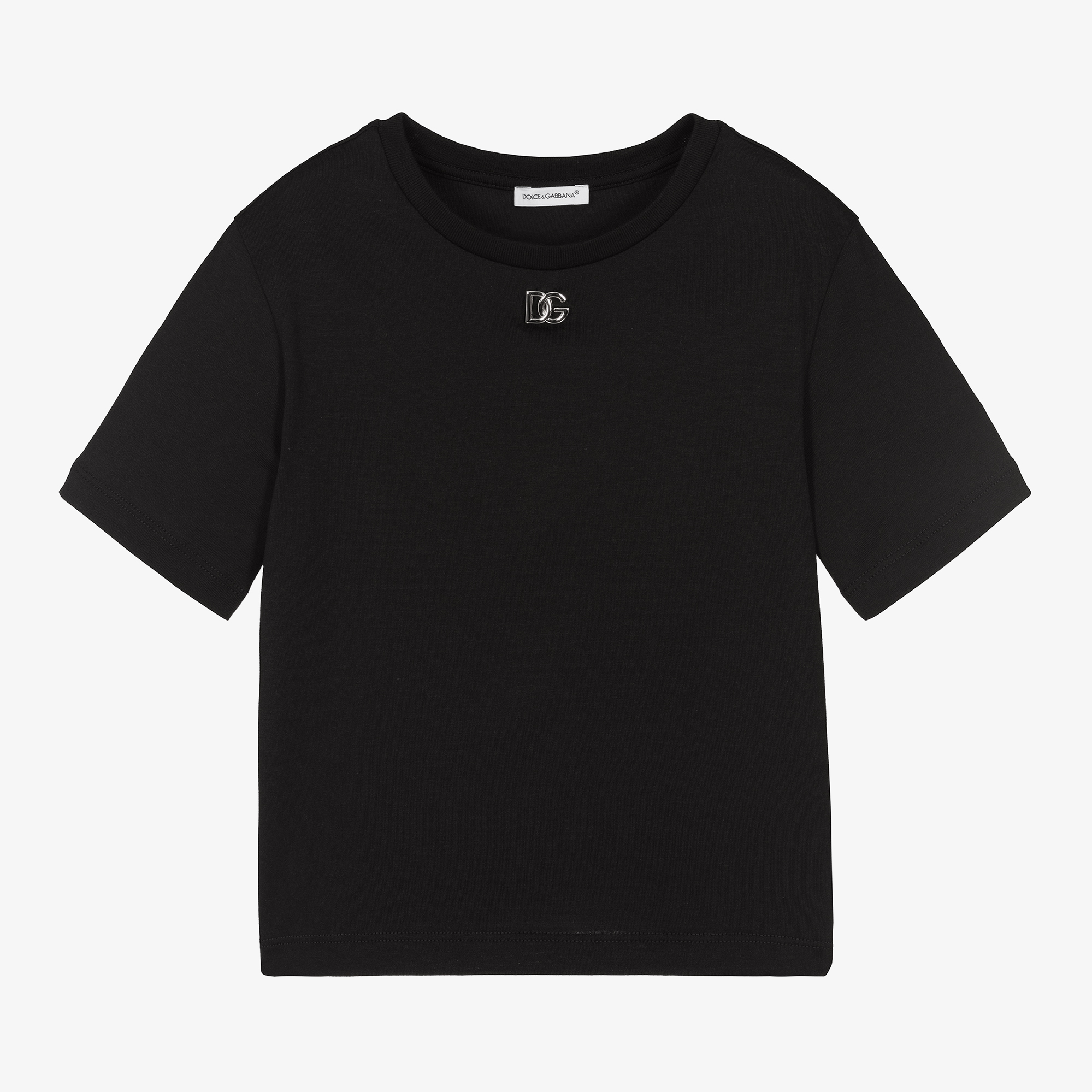 キッズ Dolce&Gabbana DGロゴ 半袖 Tシャツ ブラック 120 Dolce & Gabbana - Girls Black Cotton DG Logo T-Shirt