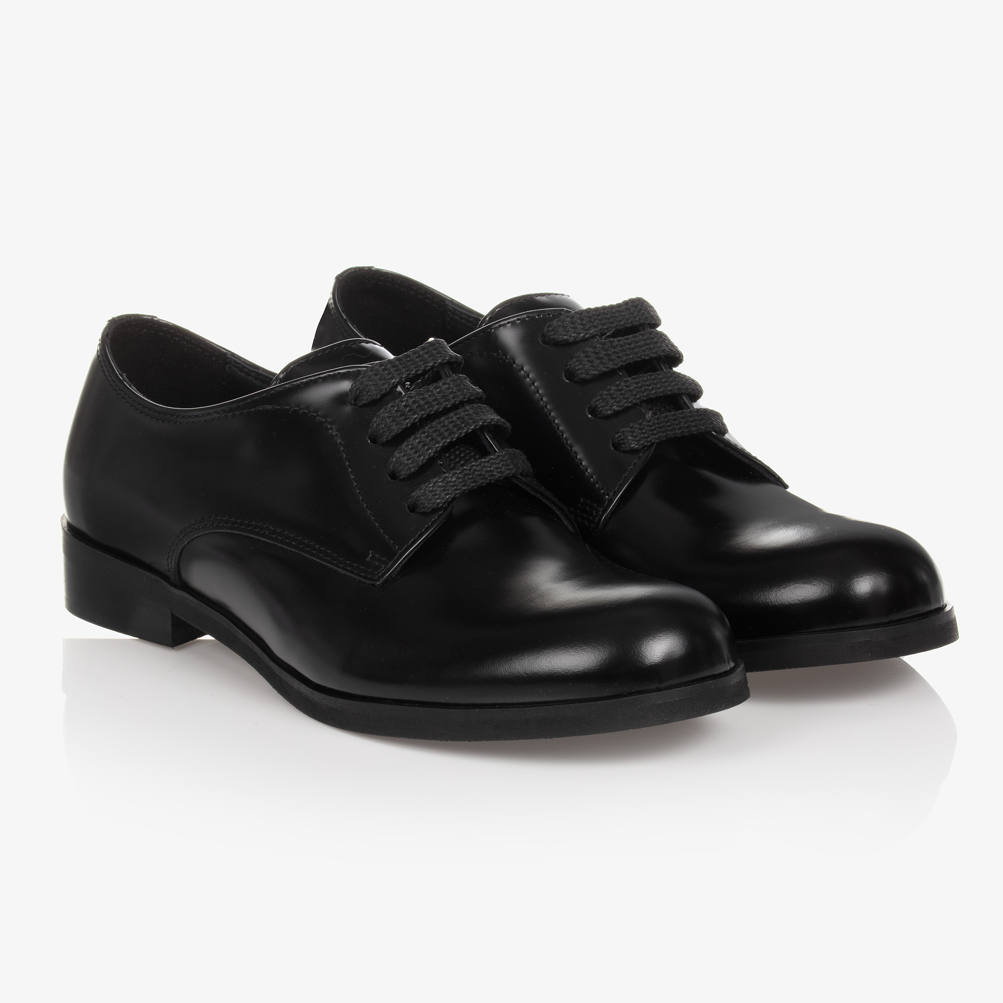 Dolce Gabbana Teen Boys Black Leather Derby Shoes