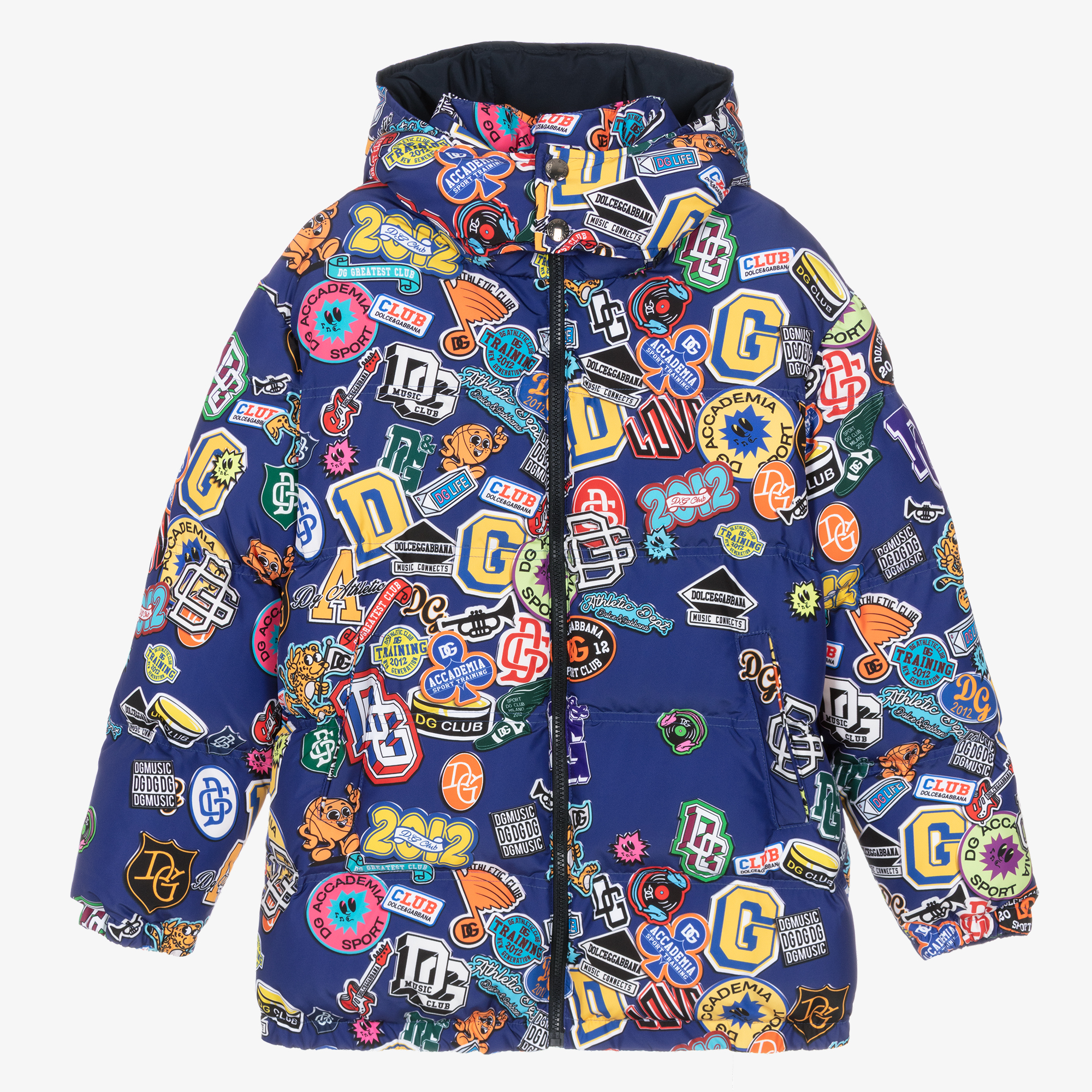 DOLCE & GABBANA キッズ　ダウンジャケット Long nylon down jacket with logo tag in Black for Boys