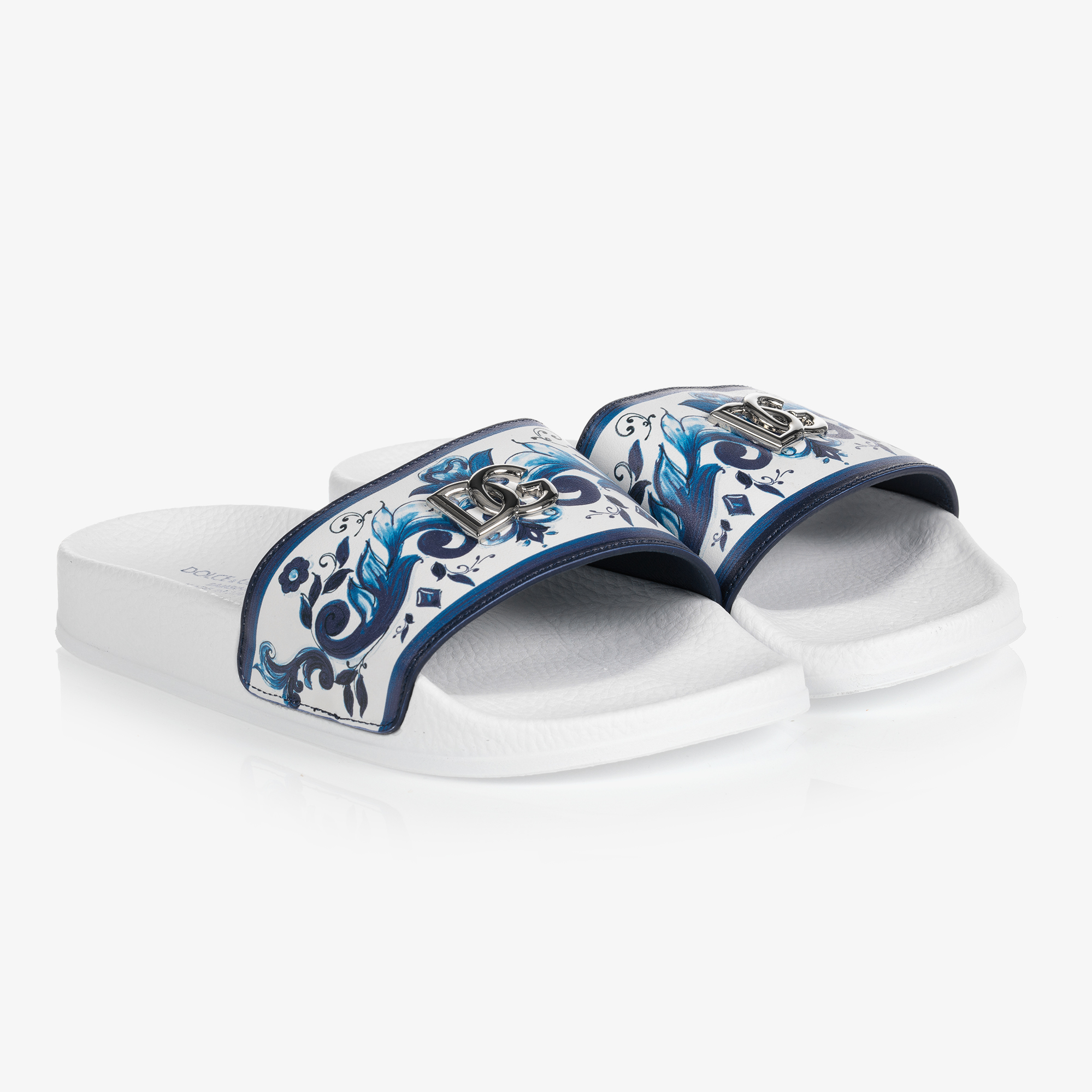 Dolce & Gabbana - White & Blue Majolica Sliders
