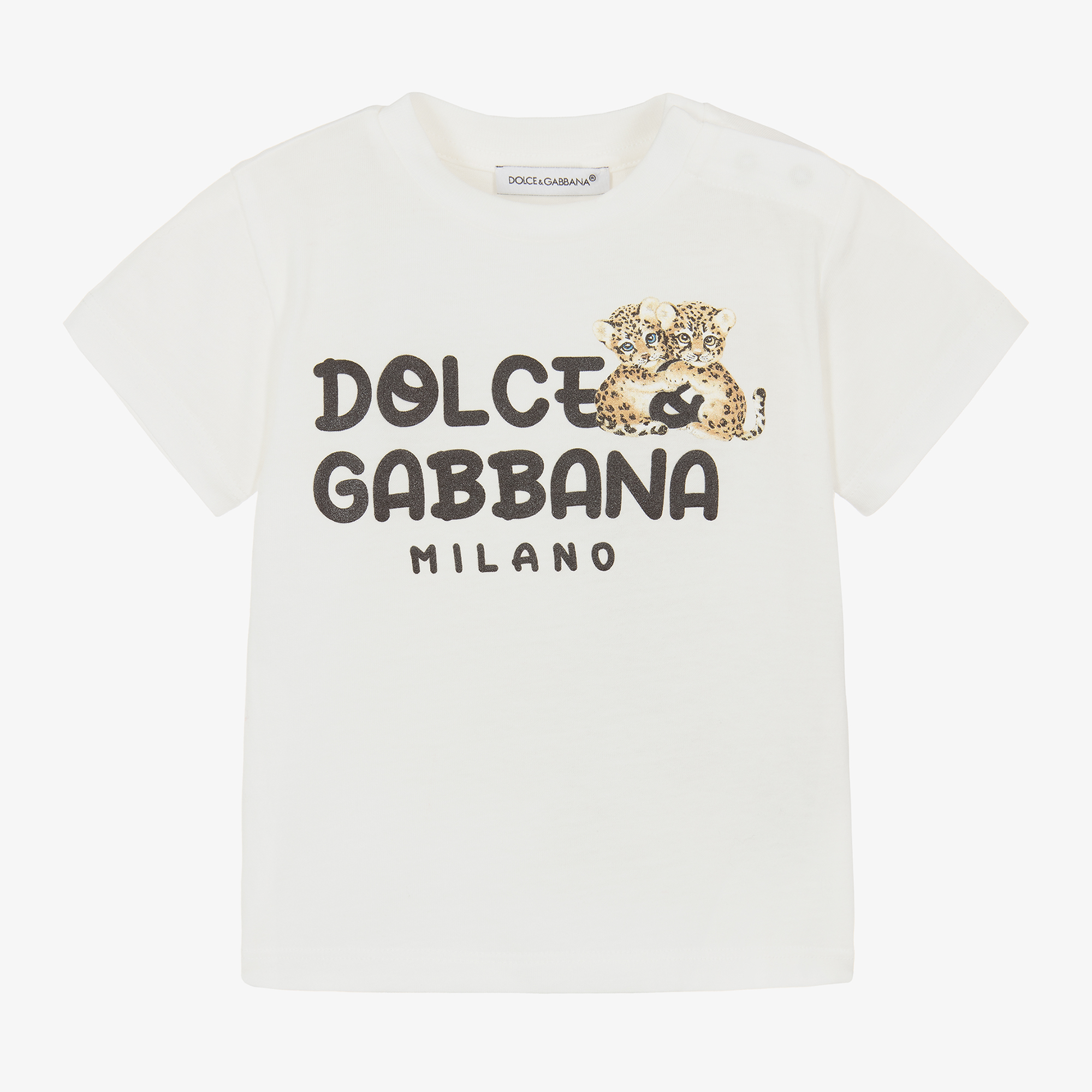 Dolce & Gabbana - White Cotton Baby Leopard T-Shirt
