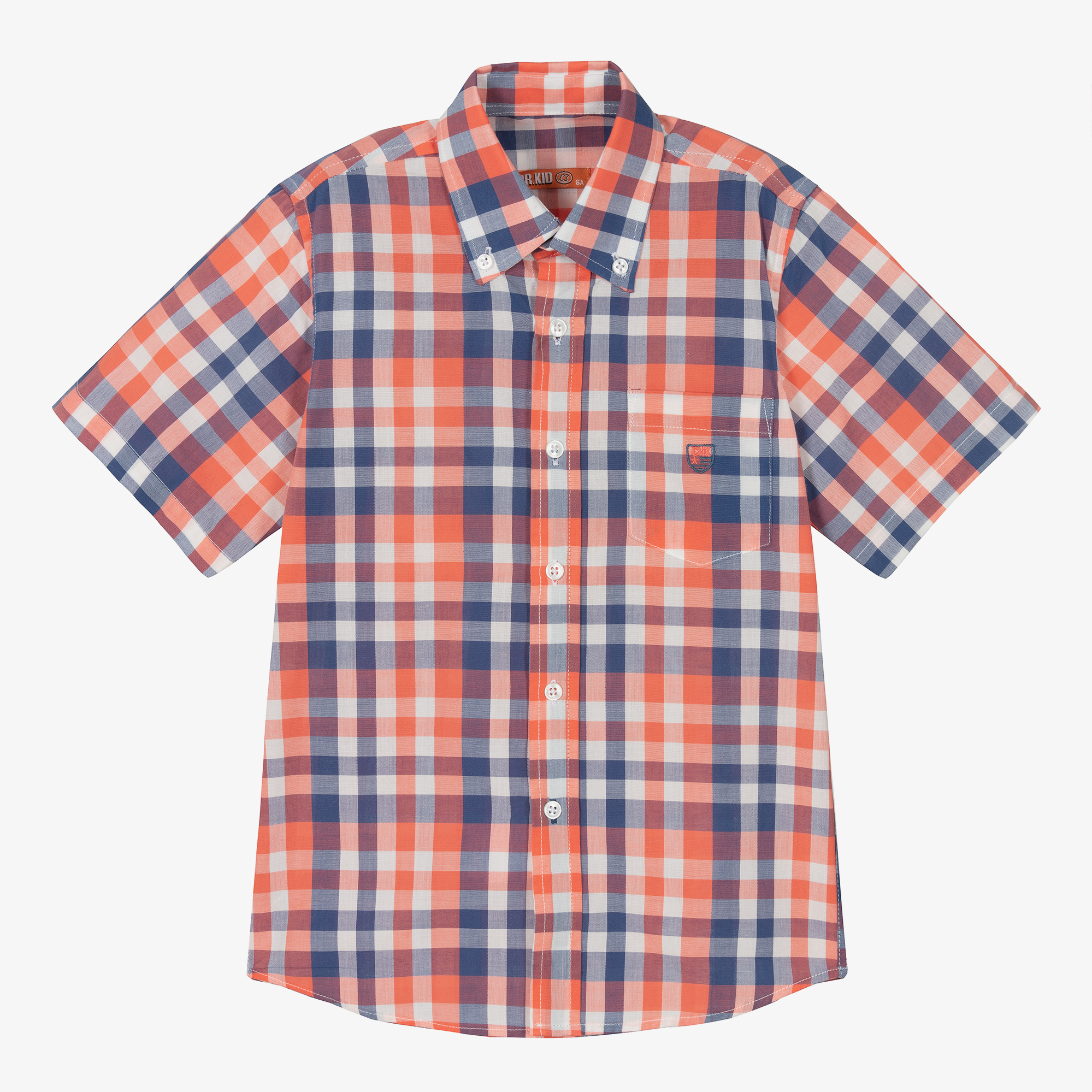 Dr. Kid Boys Orange Blue Cotton Check Shirt