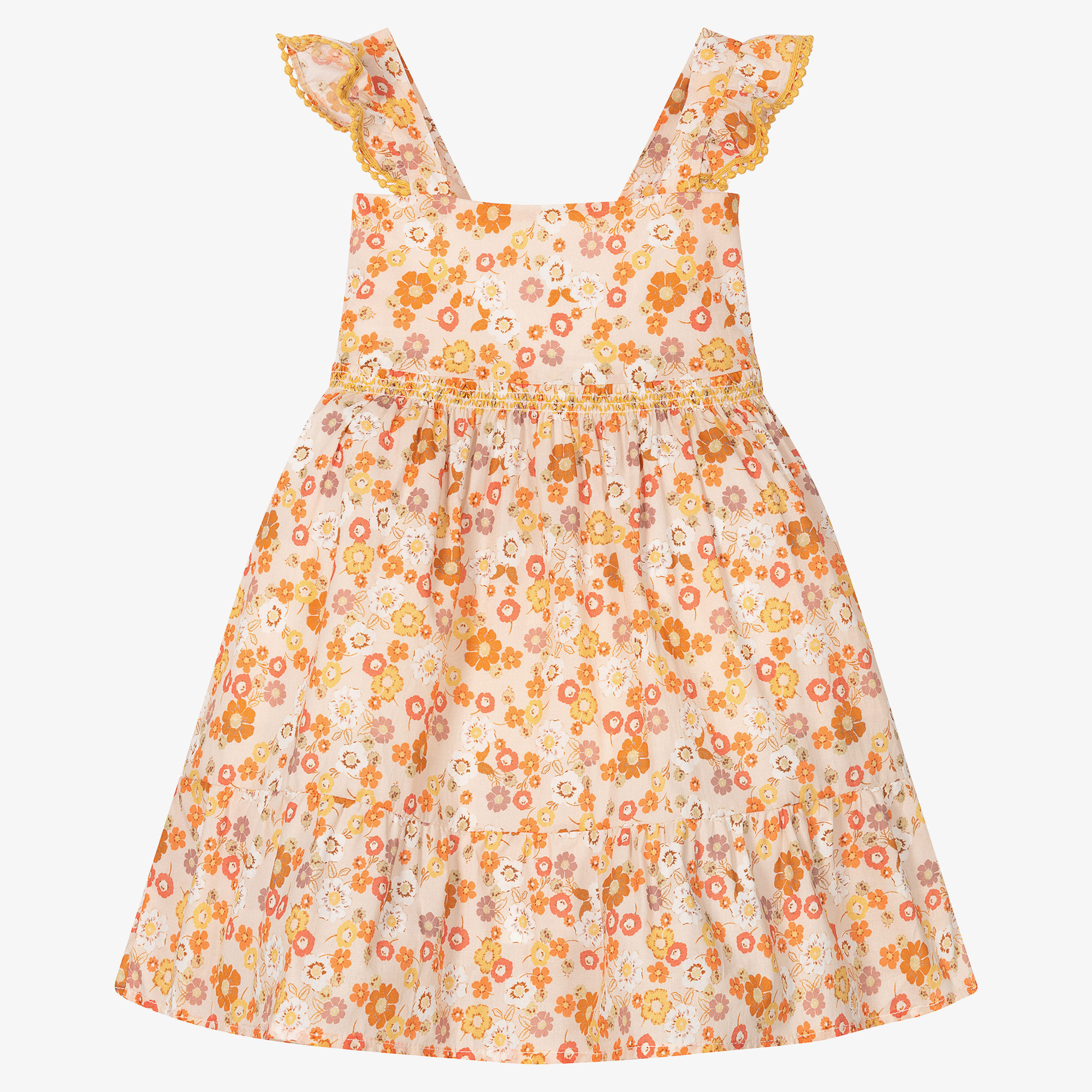 open lace back dress Vintage 60s Yellow and Orange Baby Doll Dress main image 0