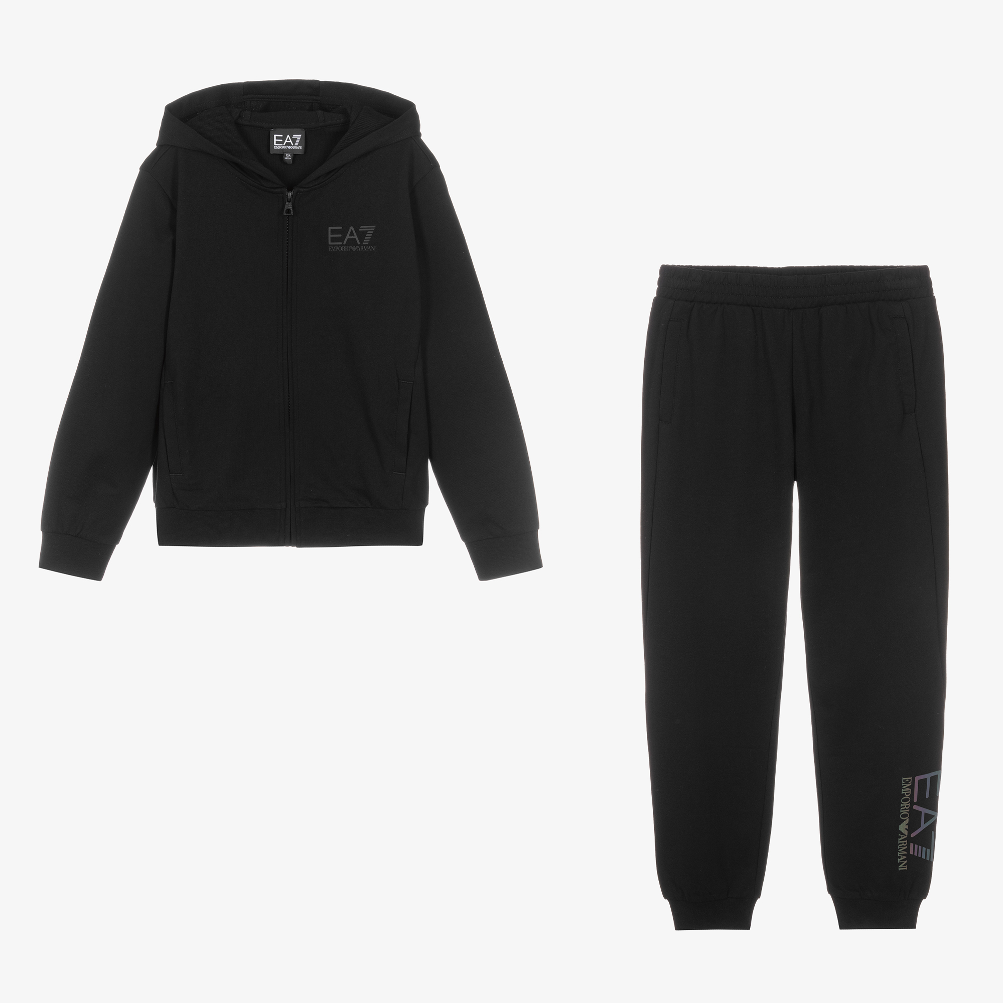 EA7 Emporio Armani - Teen Boys Black Cotton Tracksuit