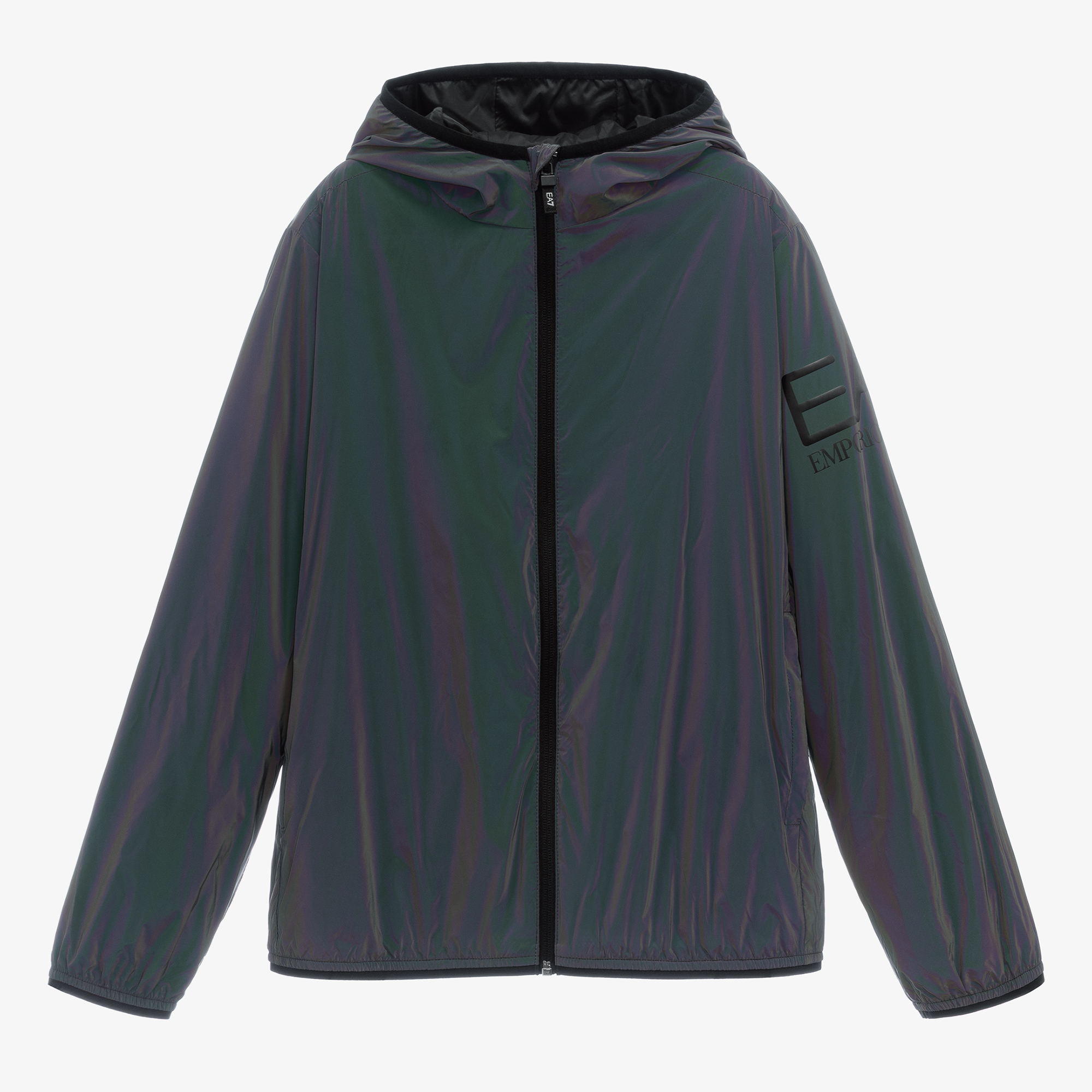 EA7 Emporio Armani Teen Boys Grey Reflective Zip Up Jacket
