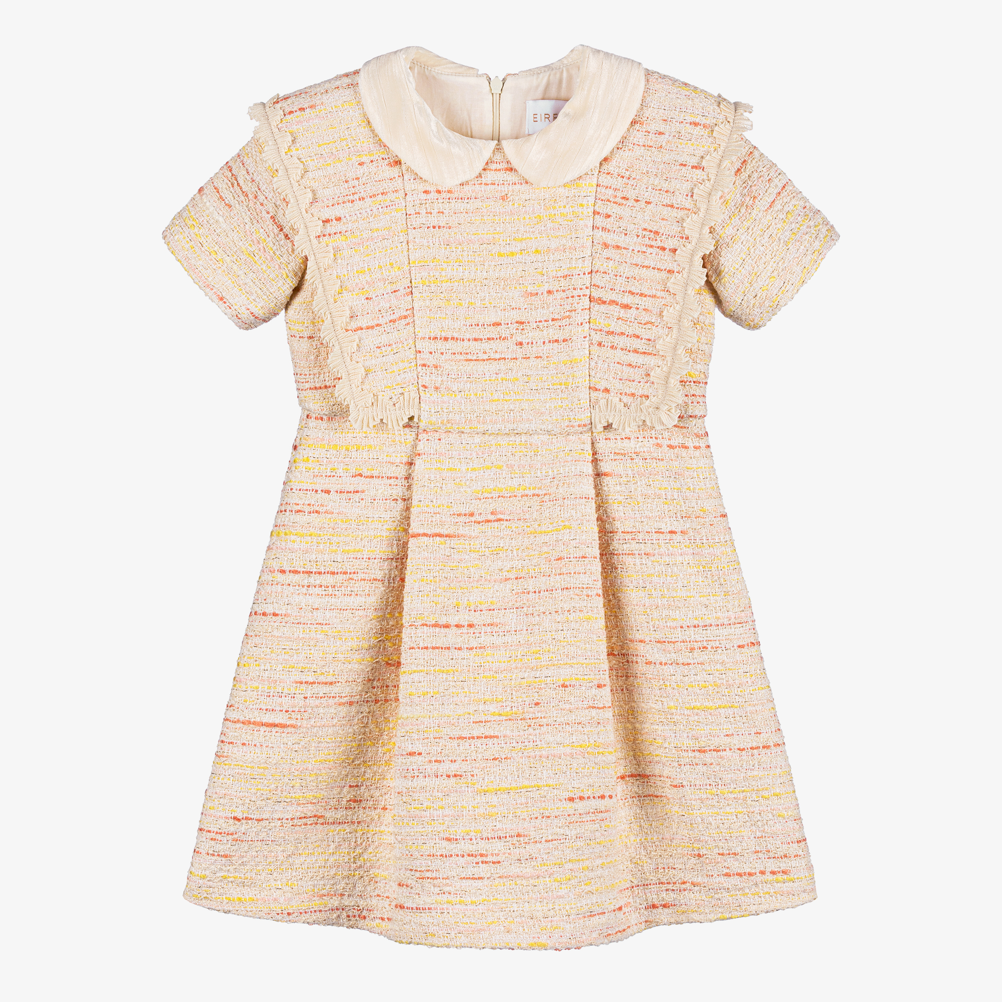 Eirene Girls Tweed Dress in Ivory & Pink Girls Kids 13-14 Year Ivory/Pink Cotton by Childrensalon