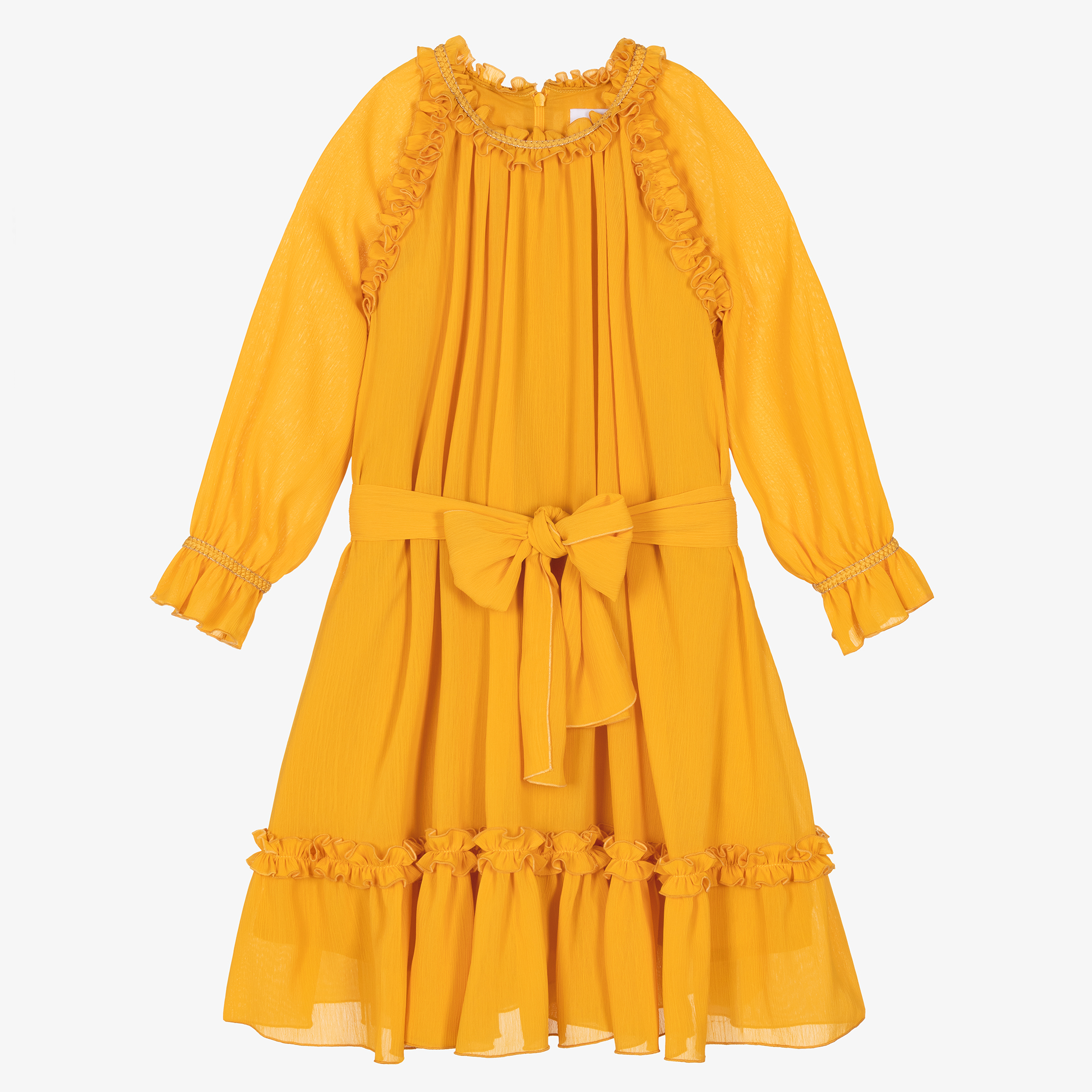 Girl Dress Mustard Yellow Dress Fall EIRENE Girls Yellow Crêpe