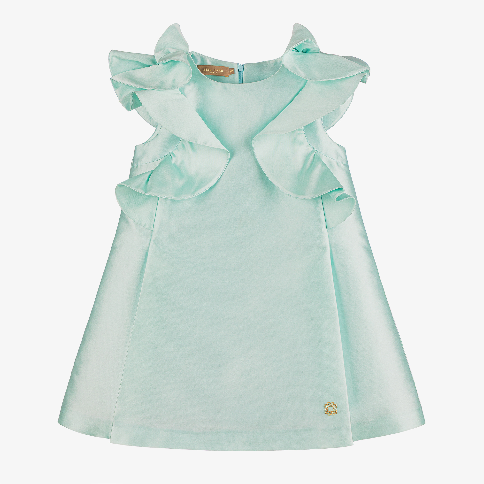Elie Saab - Girls Aqua Blue Silk-Blend Satin Dress