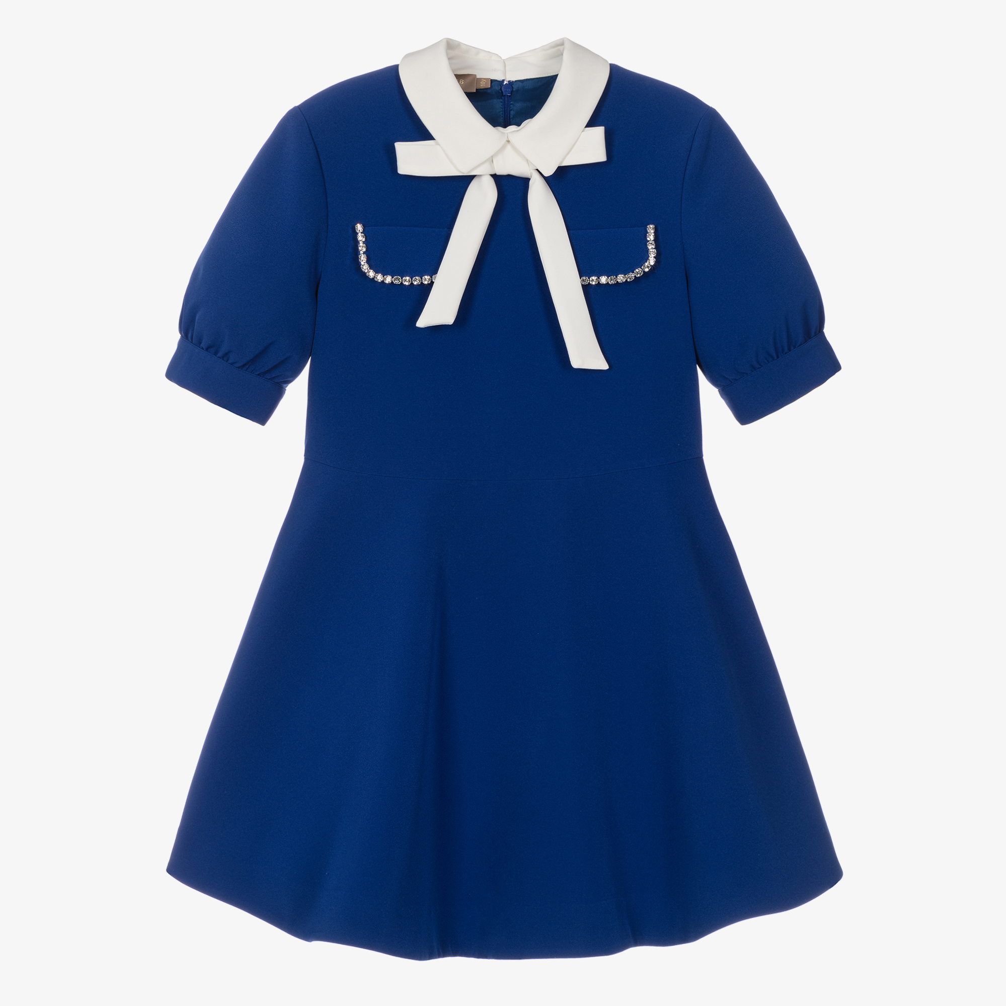 Elie Saab - Teen Girls Blue Crpe Twill Dress | Childrensalon Outlet