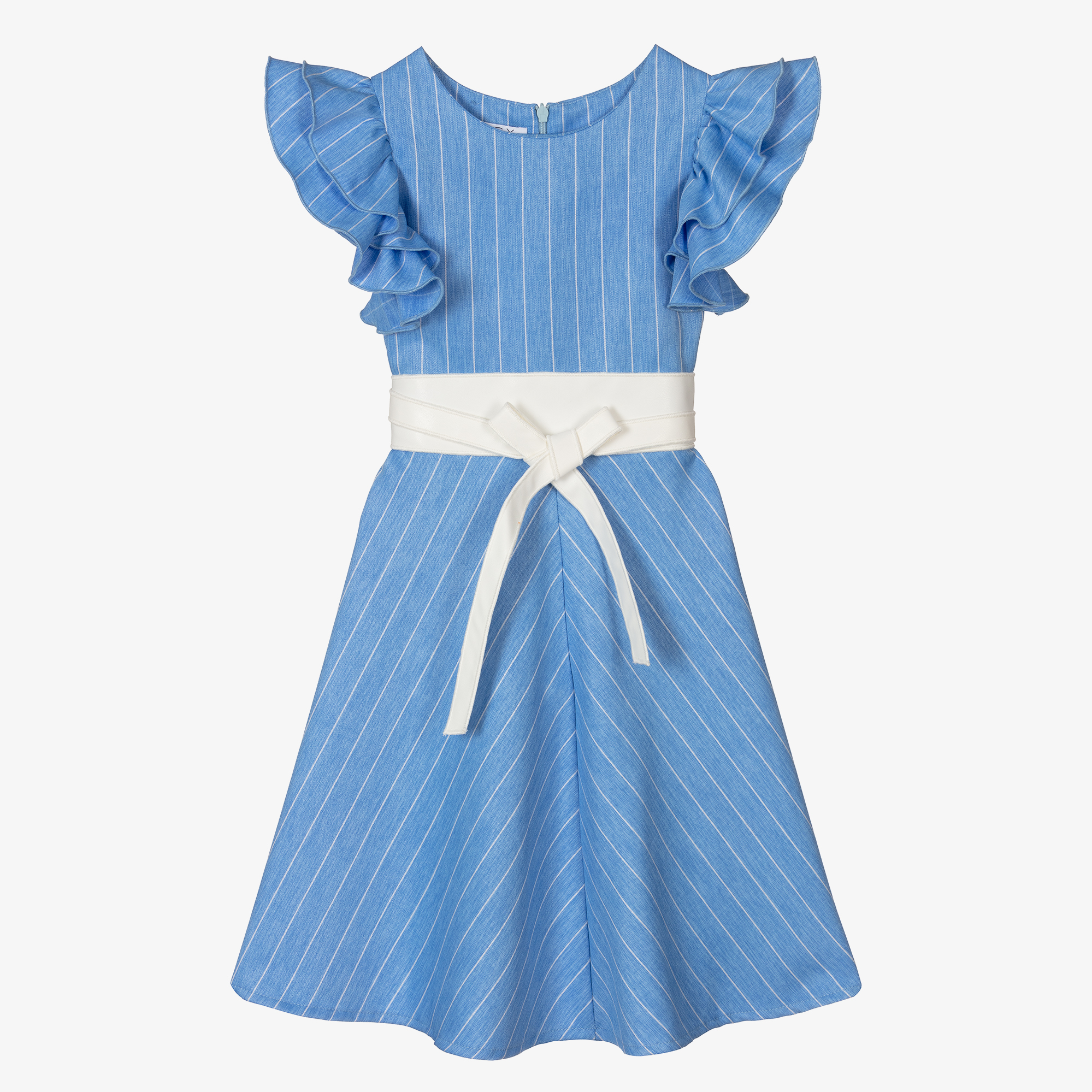 Girls blue and hotsell white striped dress