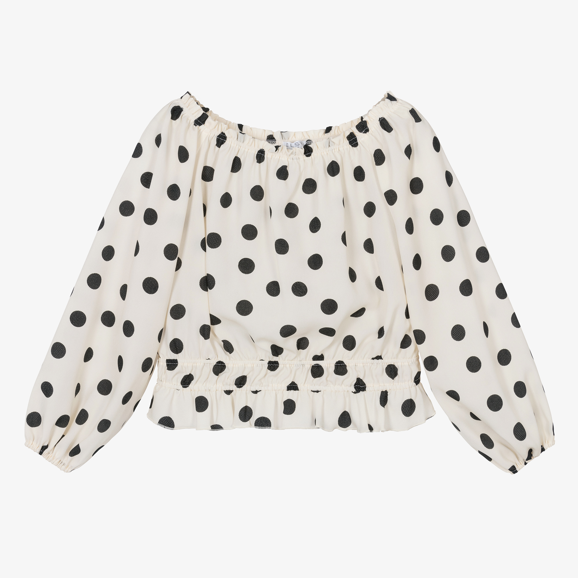 black and white polka dot chiffon blouse