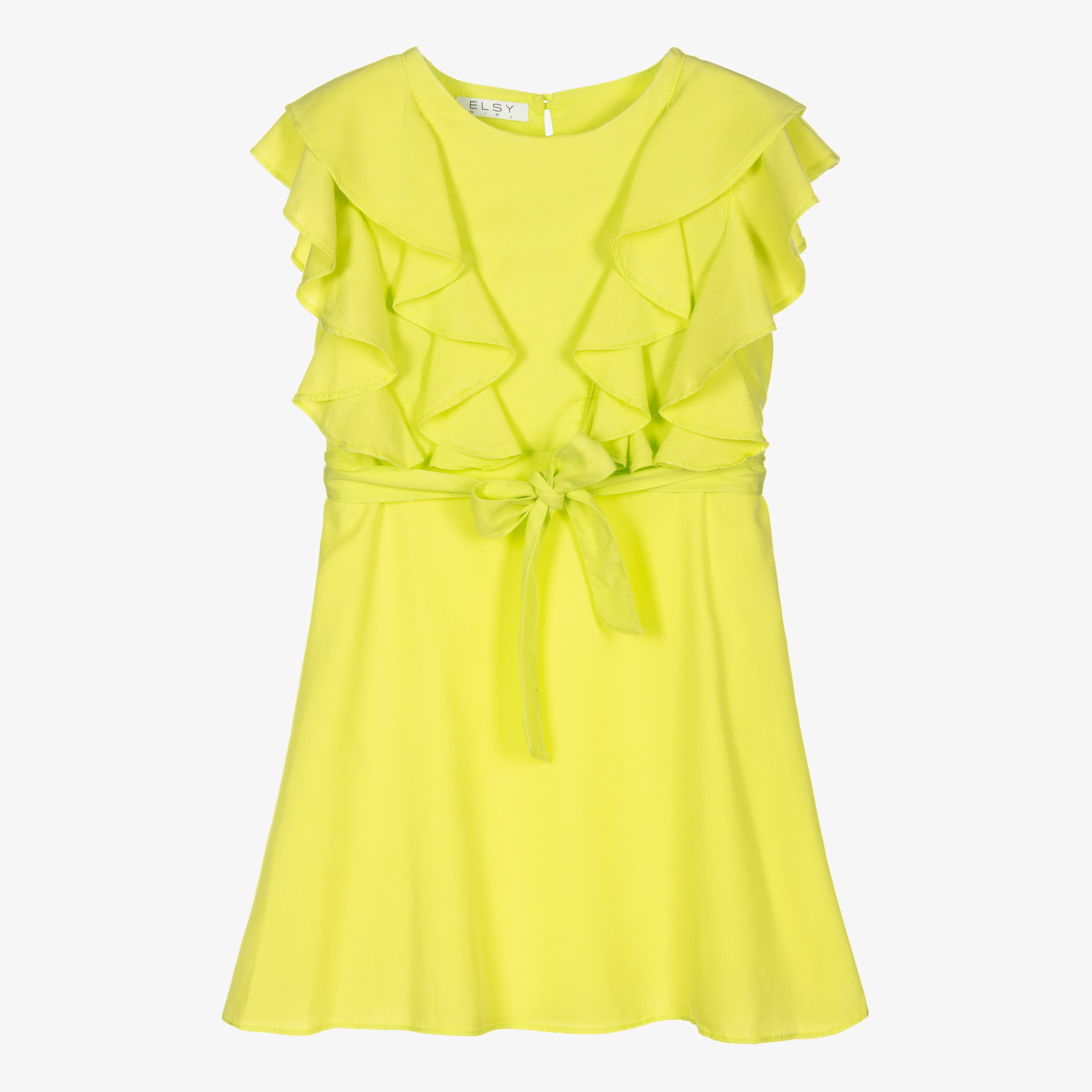 Elsy - Girls Lime Green Ruffle Dress | Childrensalon Outlet