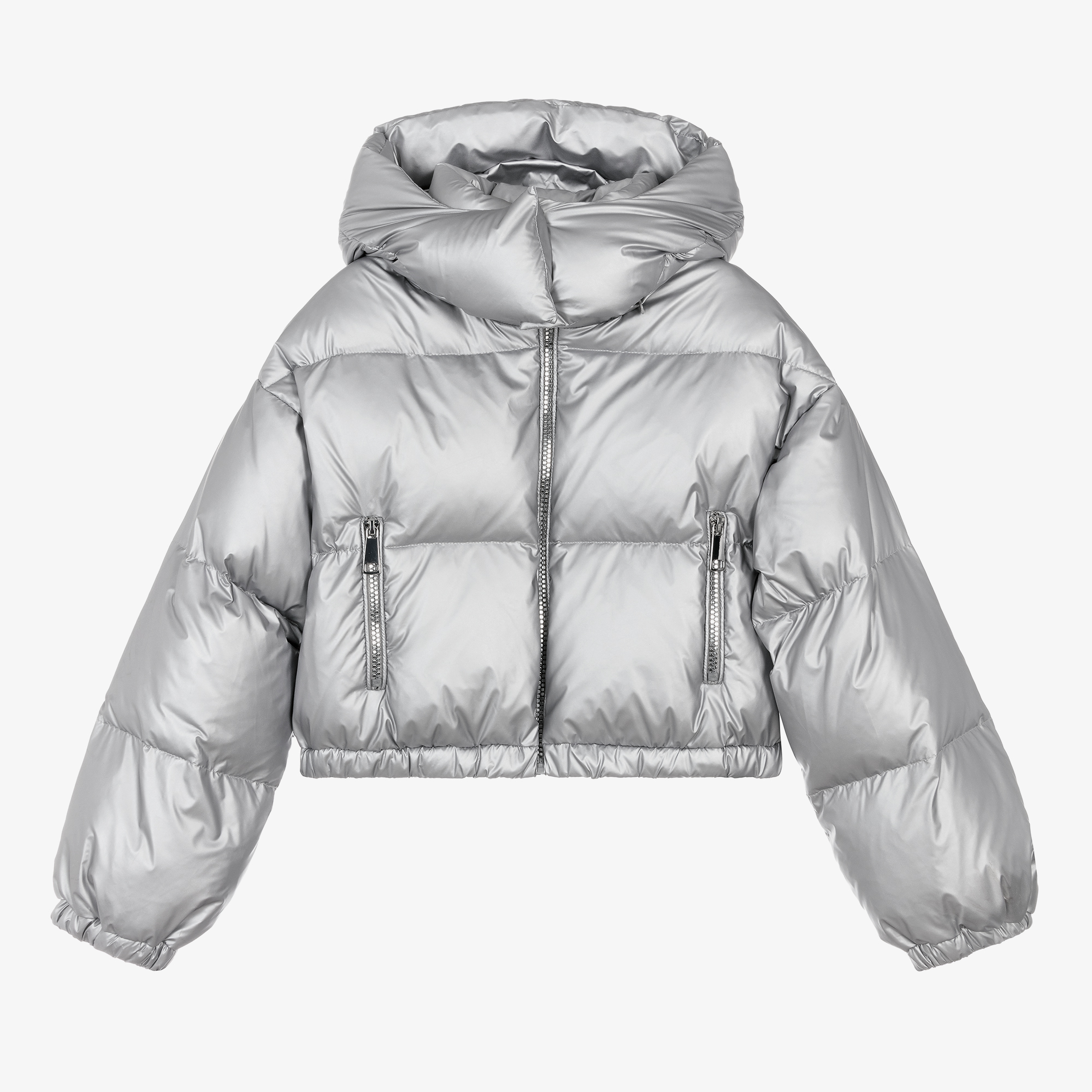 Silver Metallic Puffer Girls Silver Puffer Jacket Essentials