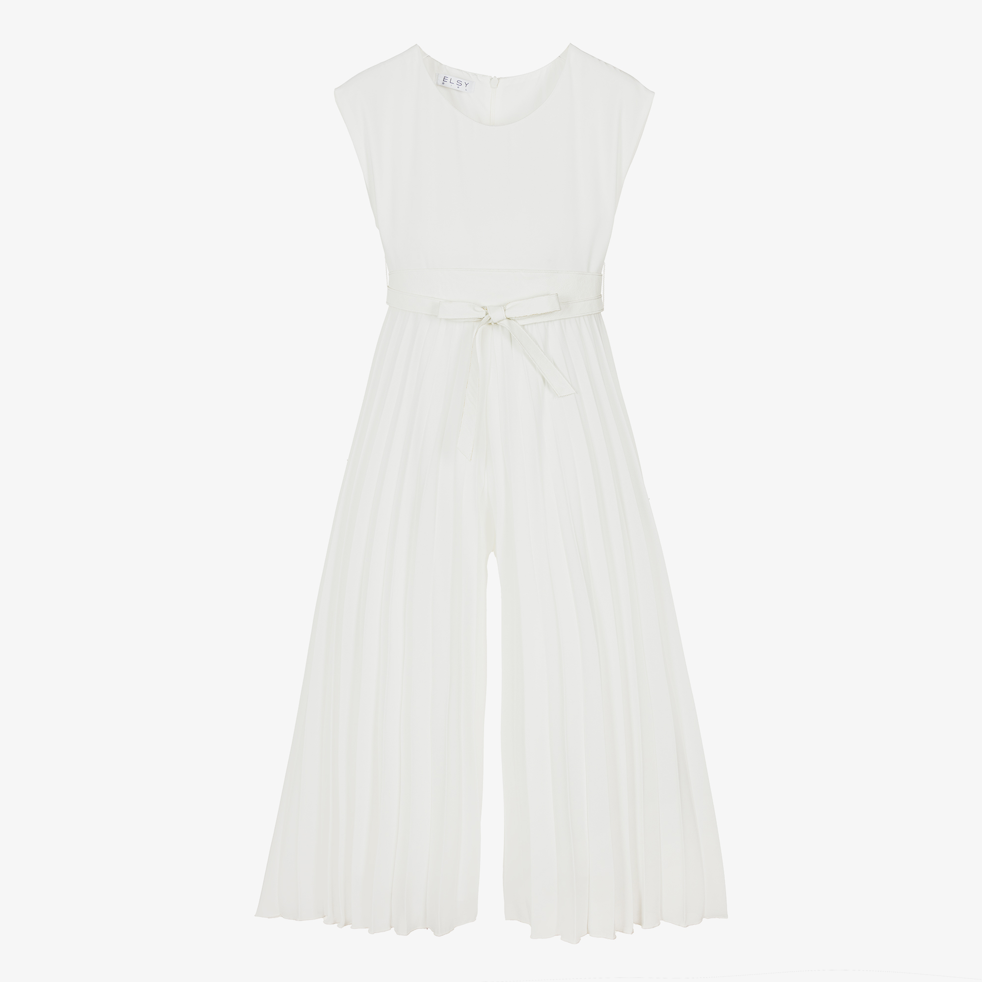 Elsy - Girls White Crêpe Pleated Jumpsuit | Childrensalon Outlet