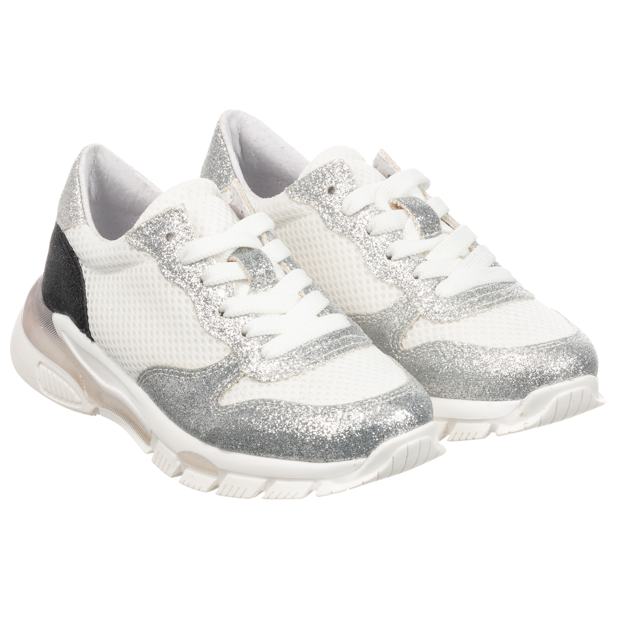 Silver and white trainers 2025