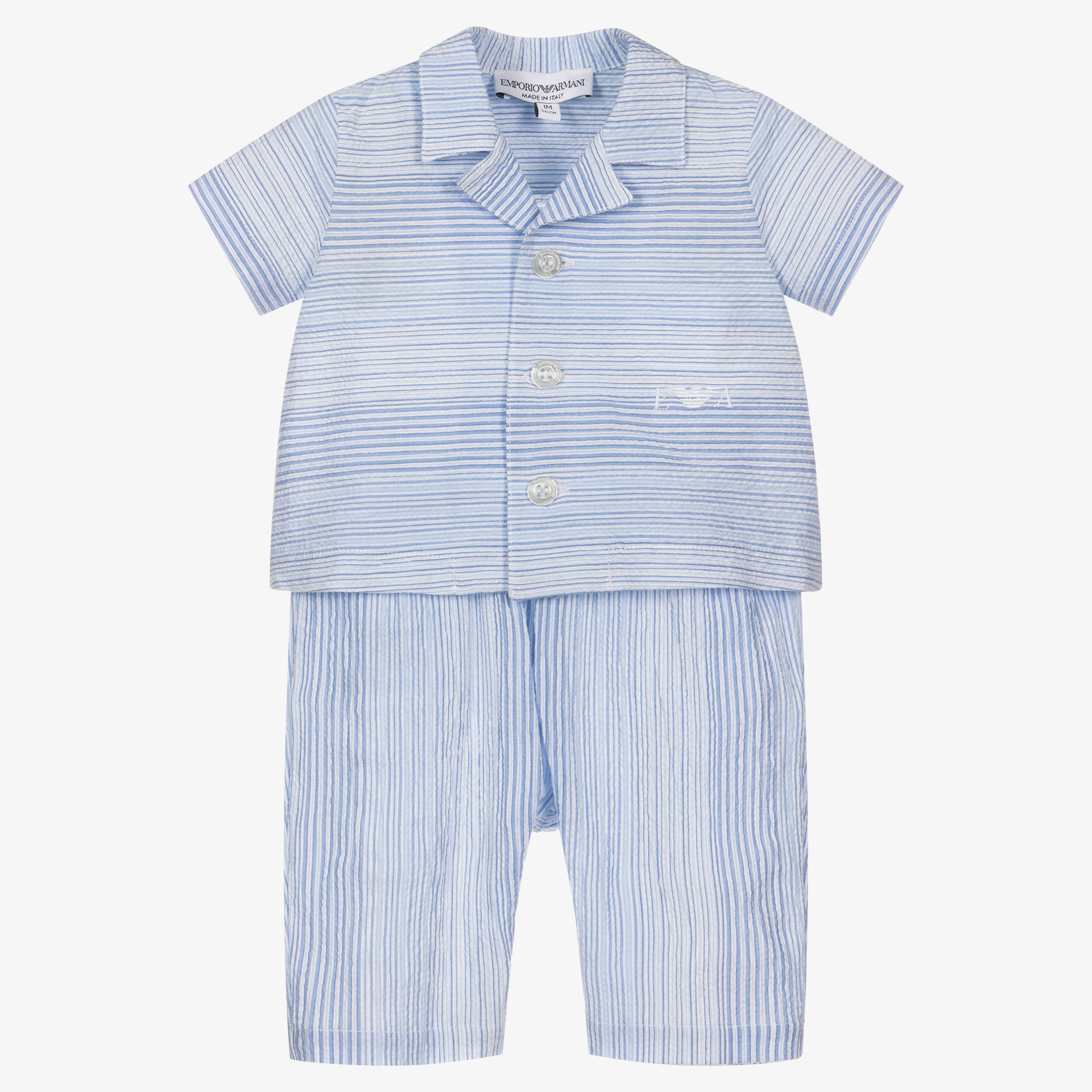 Emporio Armani Baby Boys Blue Striped Trouser Set