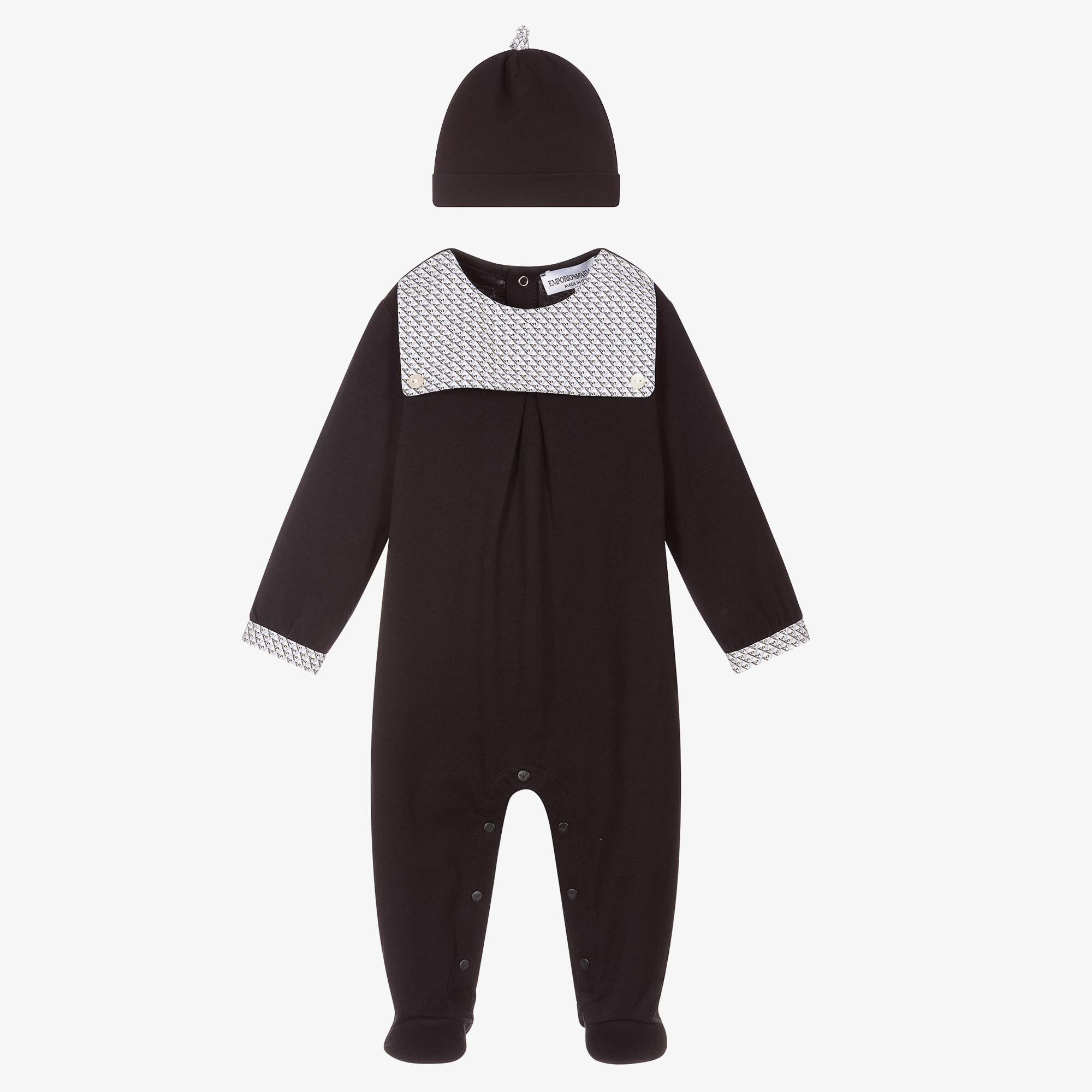 Emporio Armani Boys Blue Cotton Babysuit Set Childrensalon Outlet