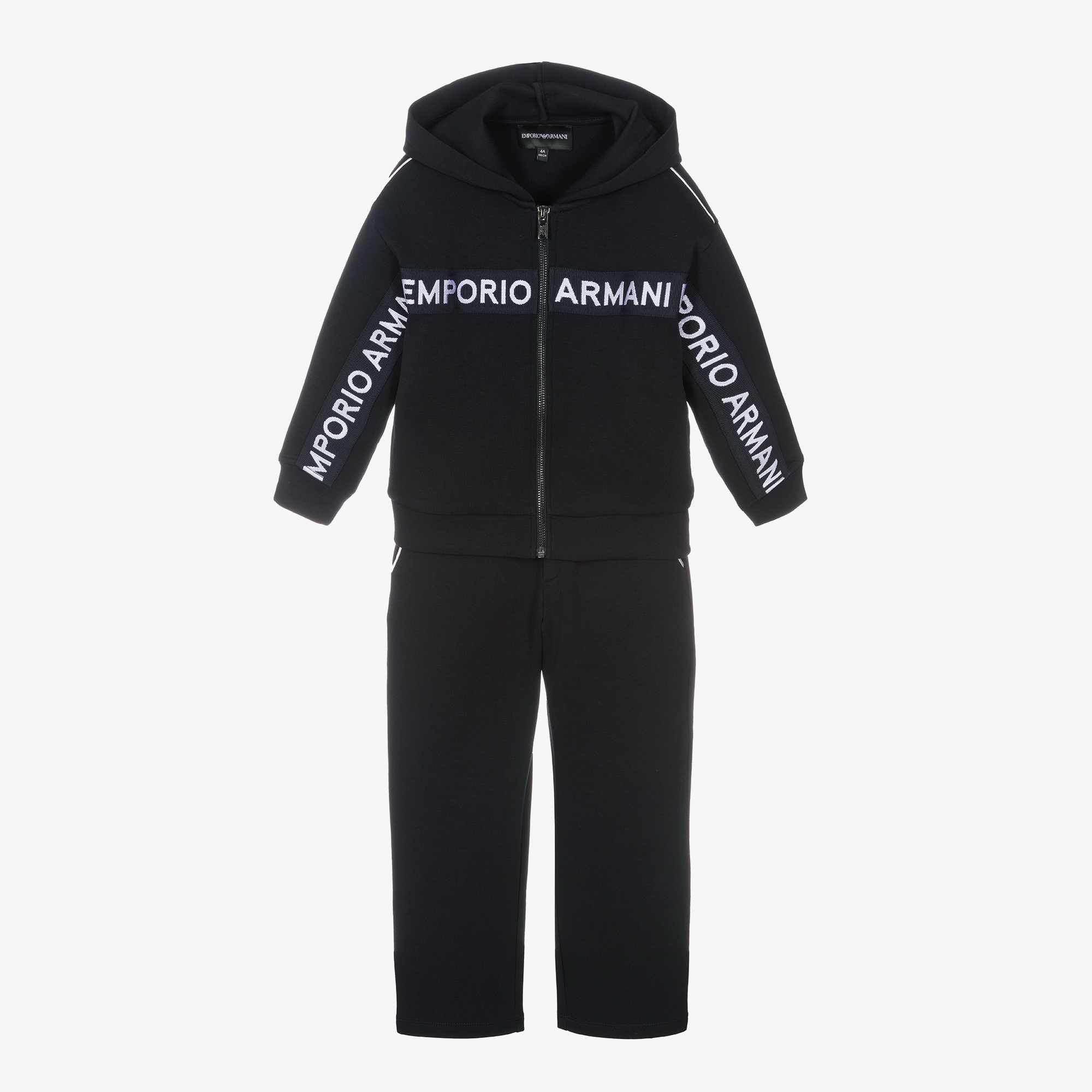 Emporio Armani Boys Blue Cotton Logo Tape Tracksuit
