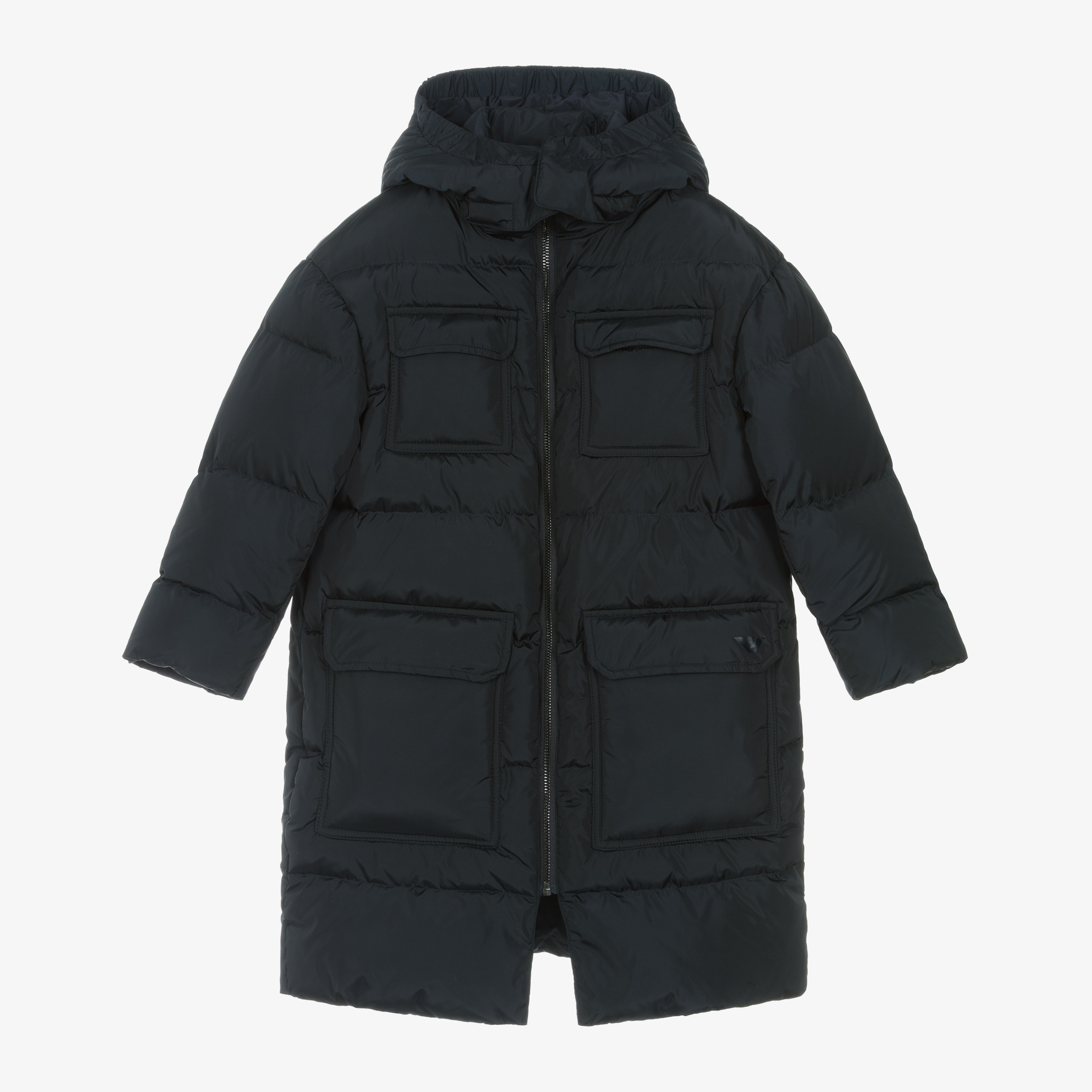 Emporio Armani - Boys Navy Hooded Puffer Jacket | Childrensalon Outlet
