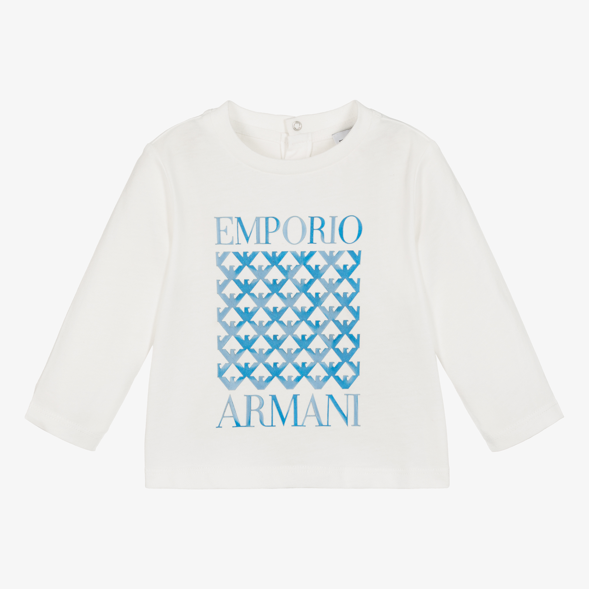 Emporio Armani - Boys White & Blue Cotton Top