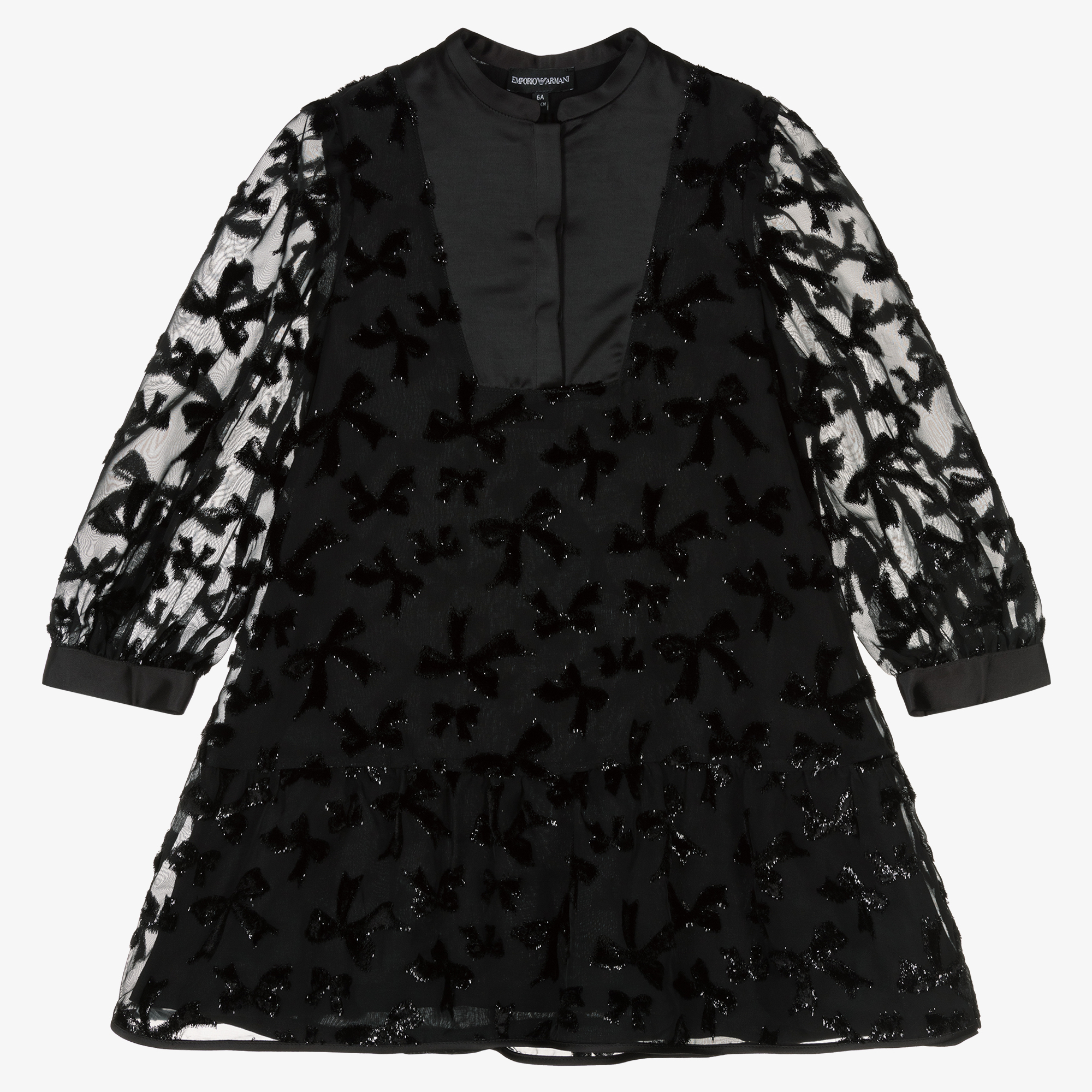 Emporio Armani Girls Black Organza Bow Dress