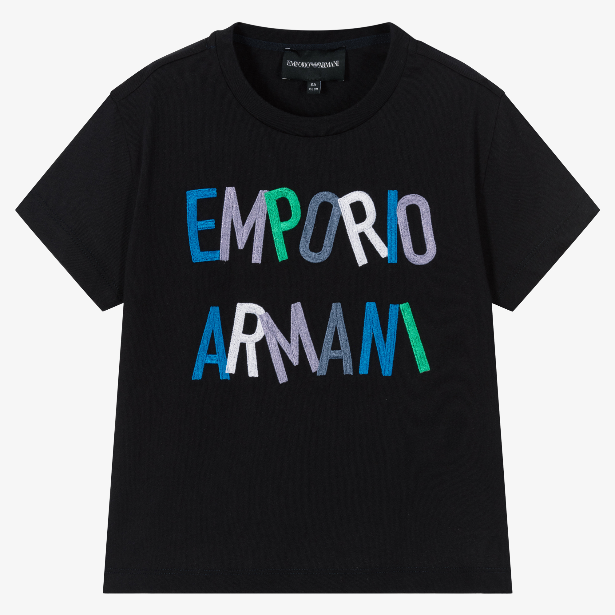 【美品】EMPORIO ARMANI Tシャツ ブルー（キッズ） Emporio Armani - Girls Blue Cotton Embroidered Logo T-Shirt