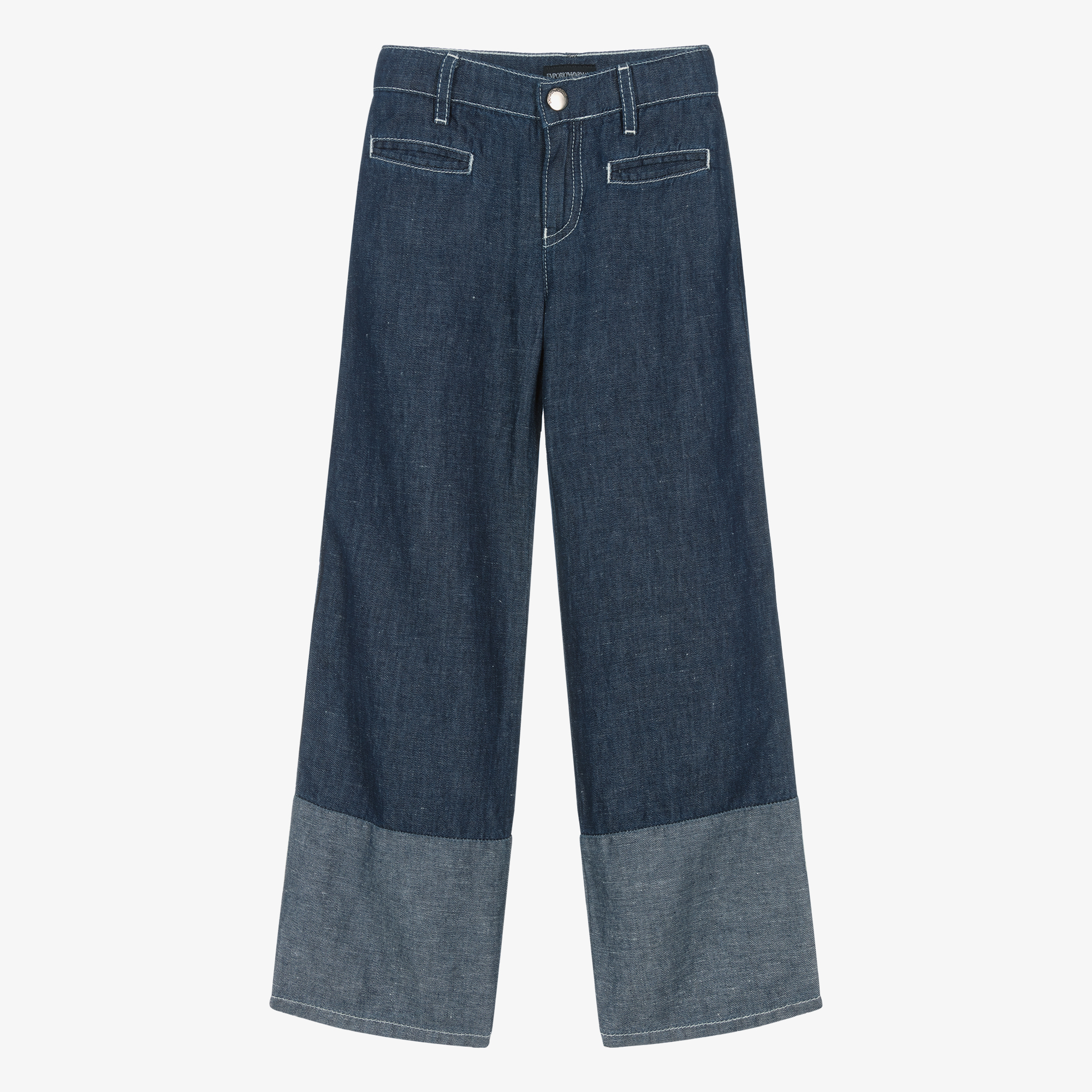 Emporio Armani - Girls Blue Wide Leg Jeans | Childrensalon