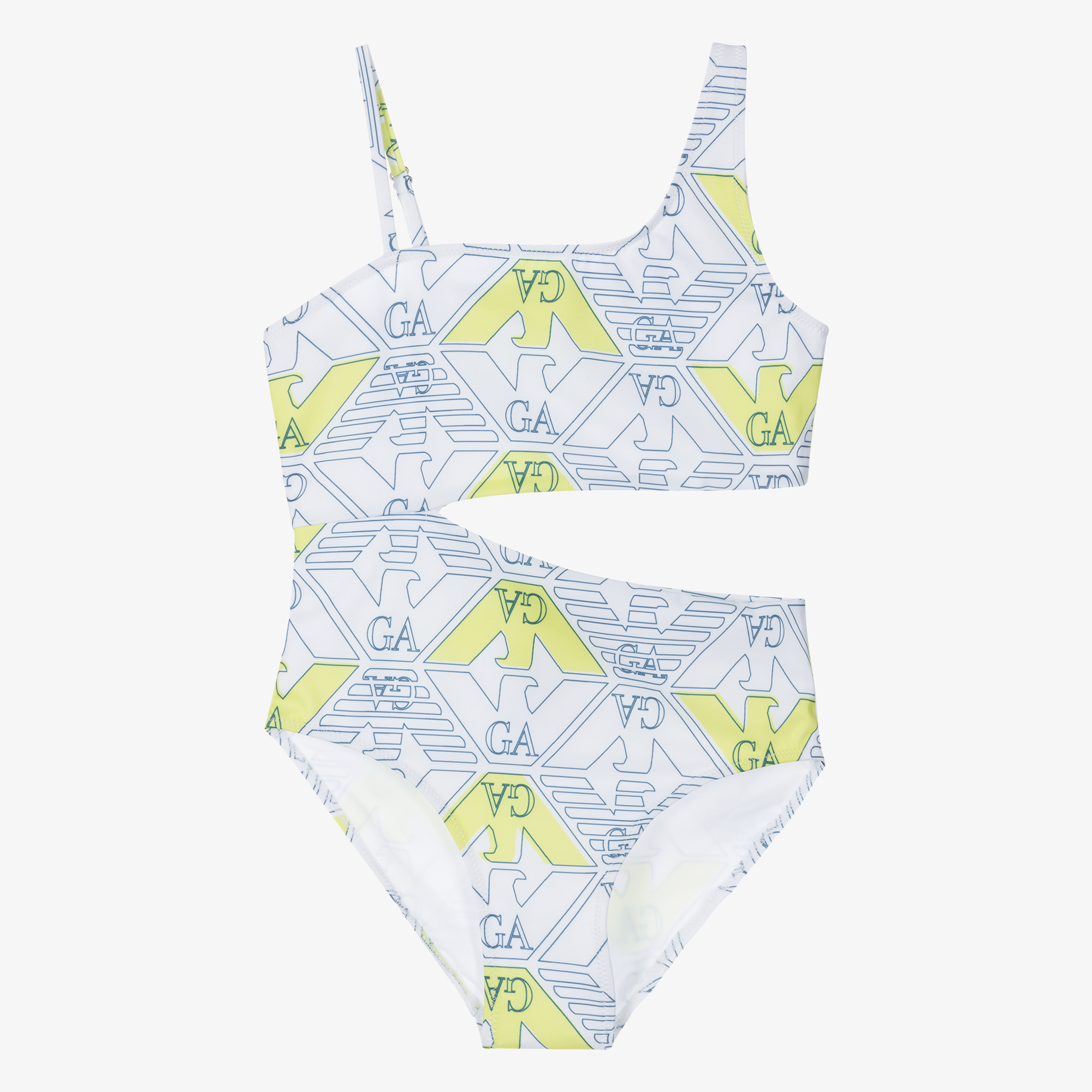 Emporio Armani Teen Girls White Green Swimsuit Childrensalon Outlet