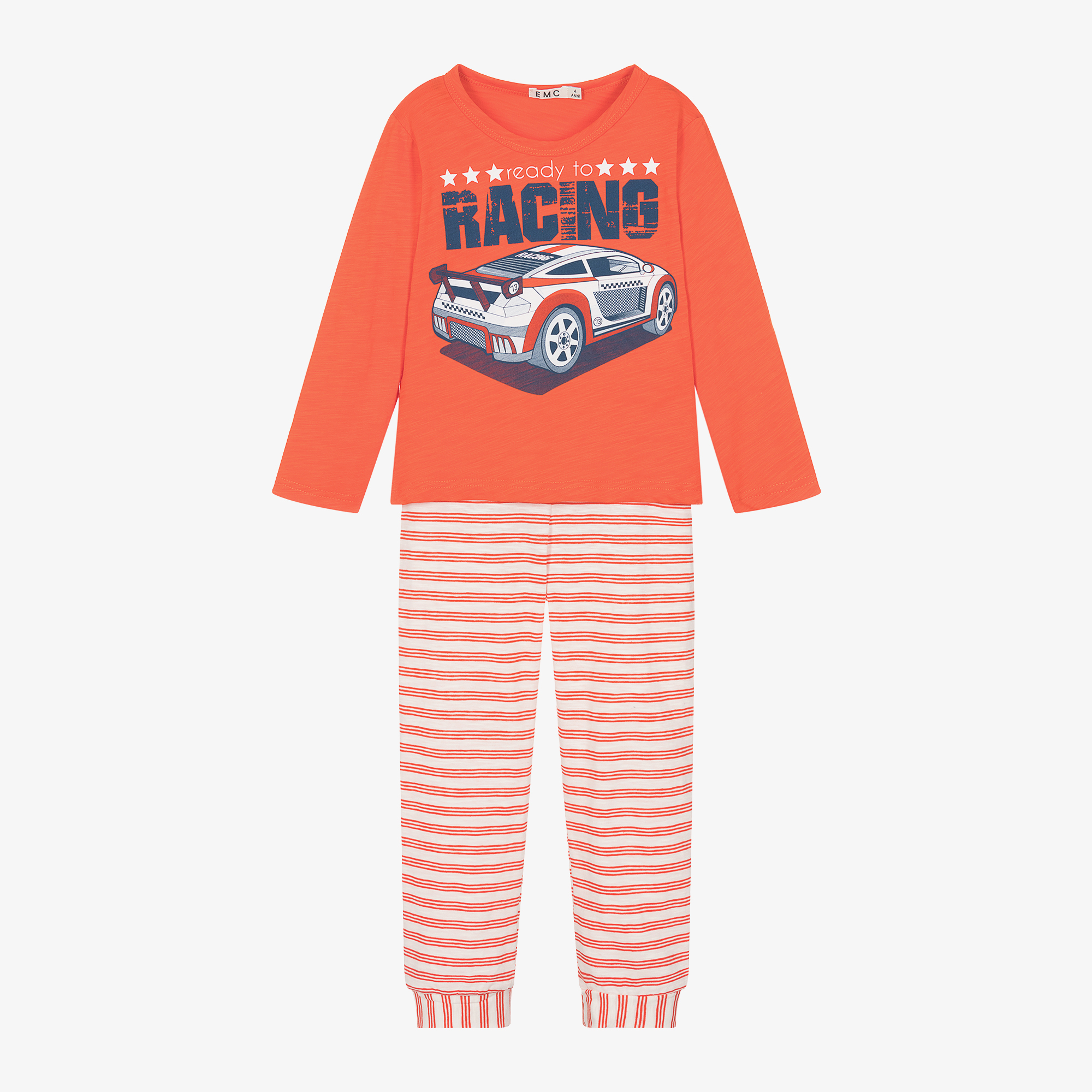Everything Must Change Boys Orange Racing Car Cotton Pyjamas