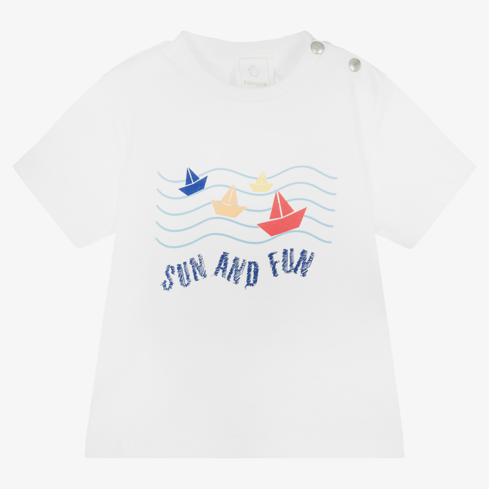 Falcotto by Naturino - Boys White Cotton Sailing Boat T-Shirt
