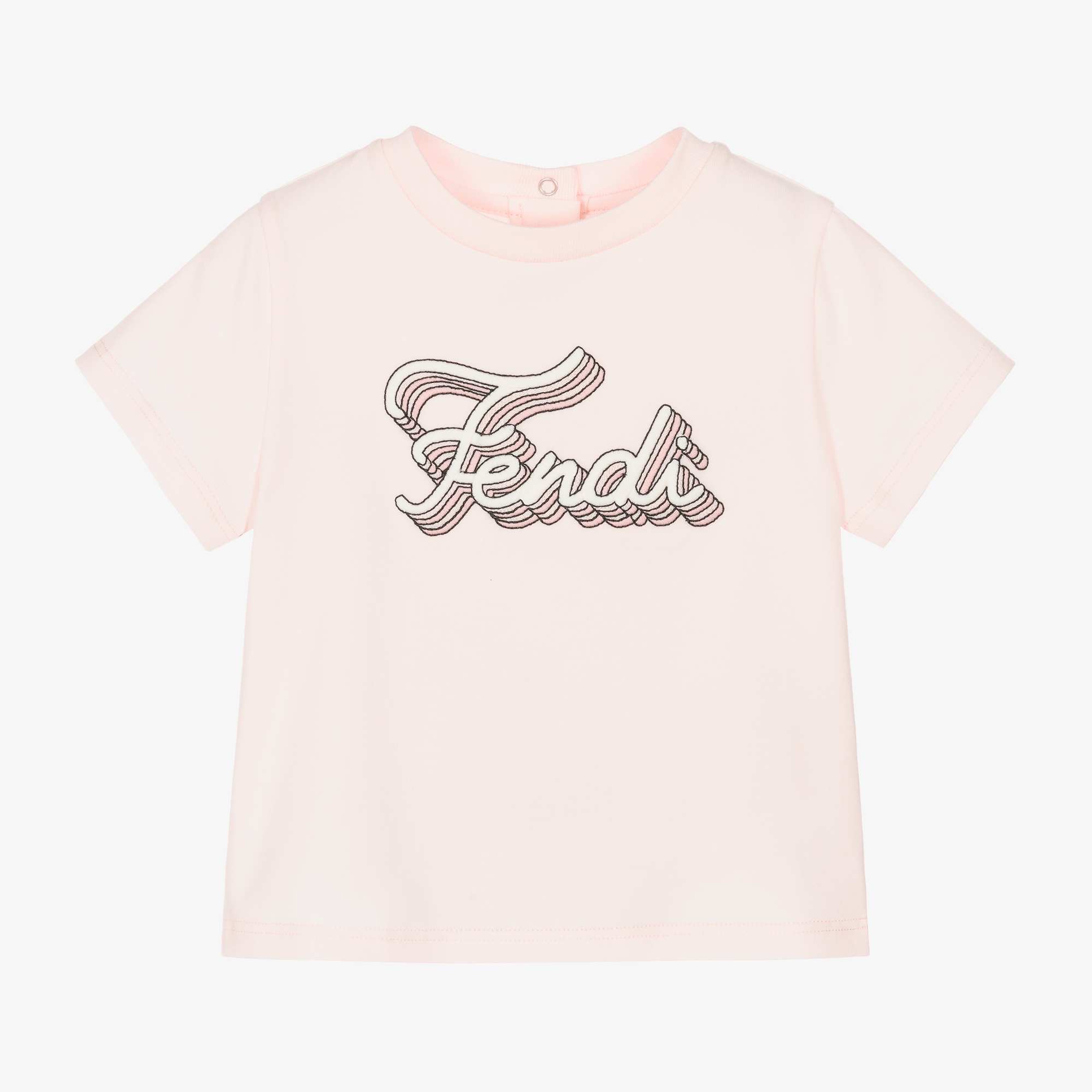 Fendi - Baby Girls Pink Cotton T-Shirt | Childrensalon Outlet