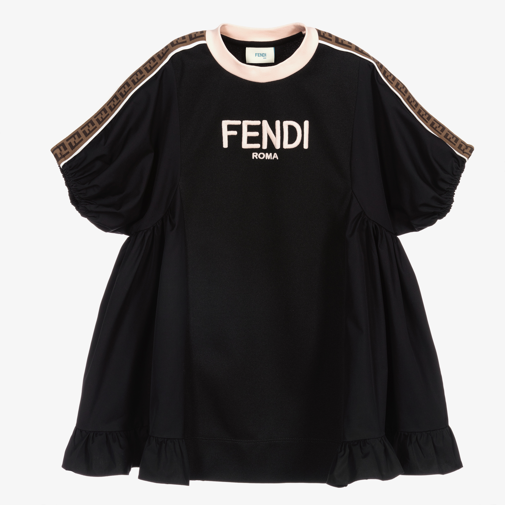 ワンピース Fendi MICRO FF LOGO DRESS Fendi - Girls Black FF Logo Dress | Childrensalon Outlet