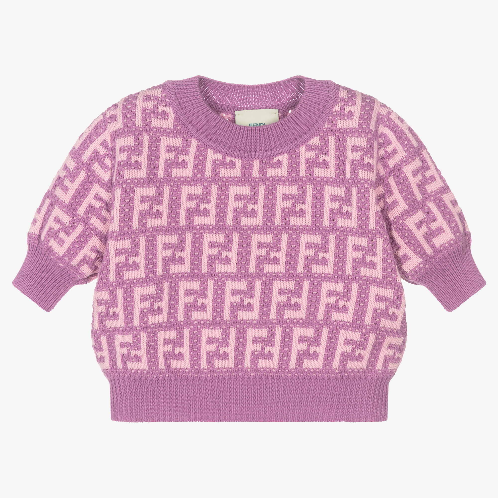 ★FENDI★Girls FFニットTシャツ（Pink）8-14Y fendi-girls-lilac-ff-logo-