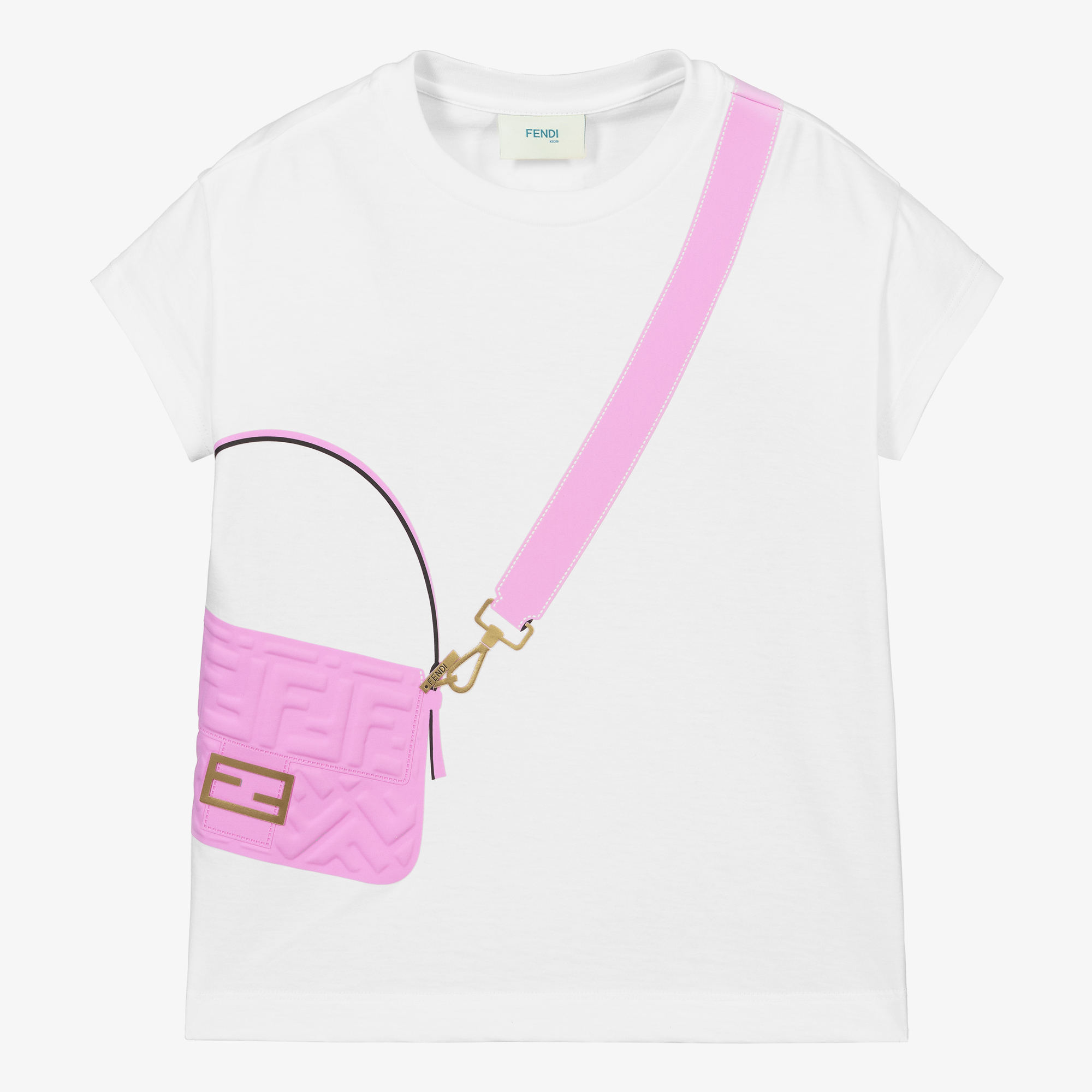 Fendi - White & Pink Bag T-Shirt | Childrensalon Outlet