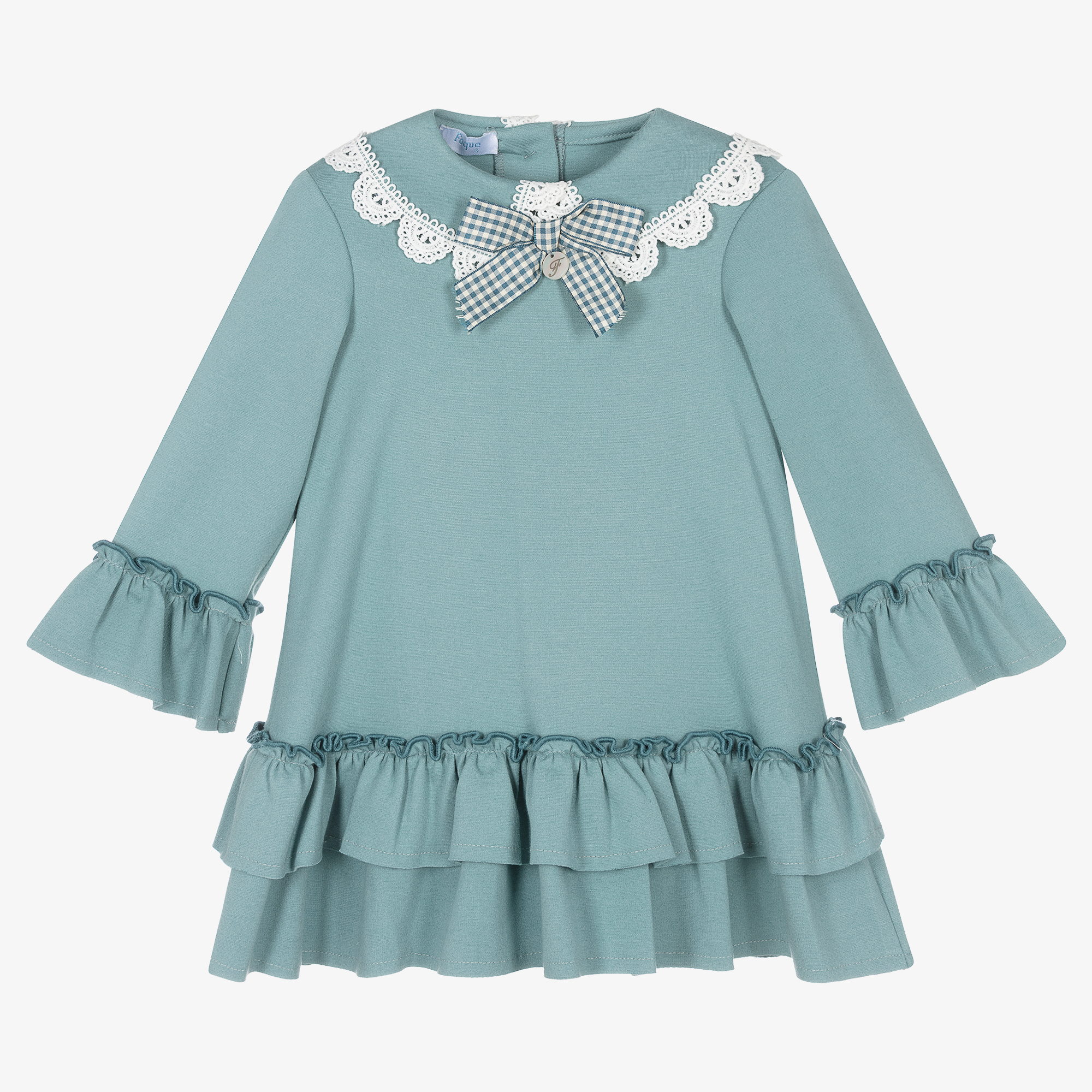Foque Girls Blue Milano Jersey Ruffle Dress