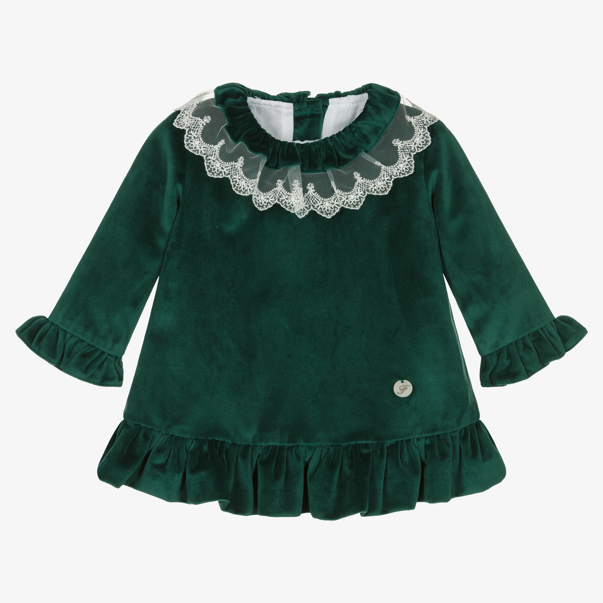 Foque - Girls Green Velvet Dress | Childrensalon Outlet