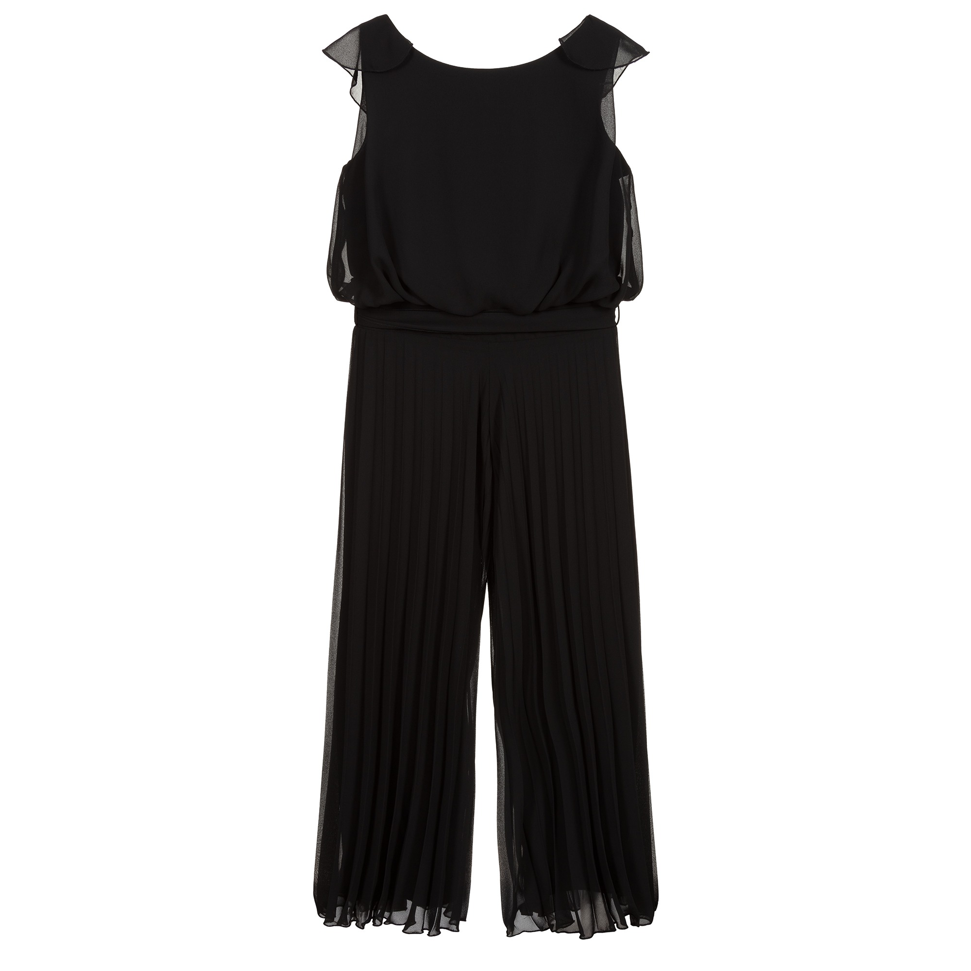 Women's Jumpsuit,Black Chiffon Jumpsuit,Ruffled Hem Sleeveless  Jumpsuit,Elastic Waist Drawstring Jumpsuit,Wide Leg Jumpsuit,black jumpsuit  Vivian Seven